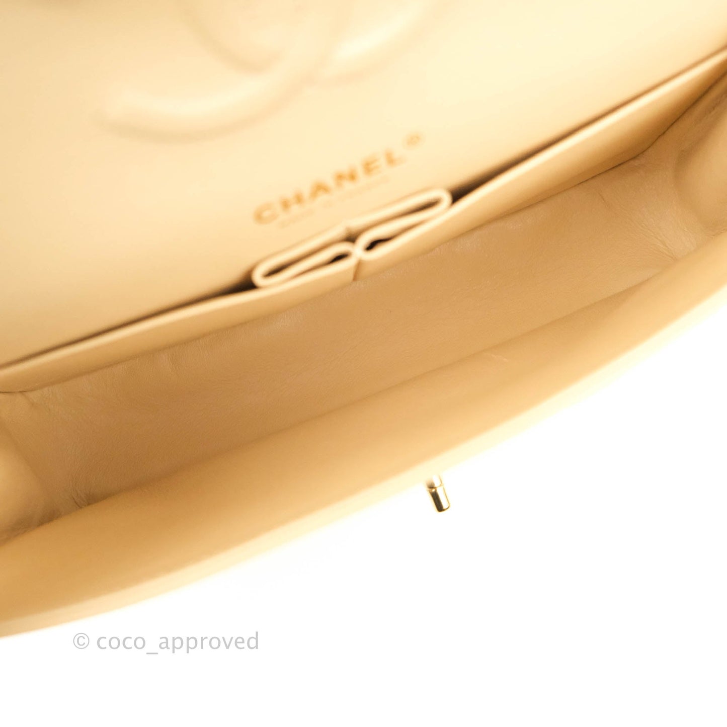 Chanel Classic M/L Medium Flap Quilted Beige Caviar Gold Hardware