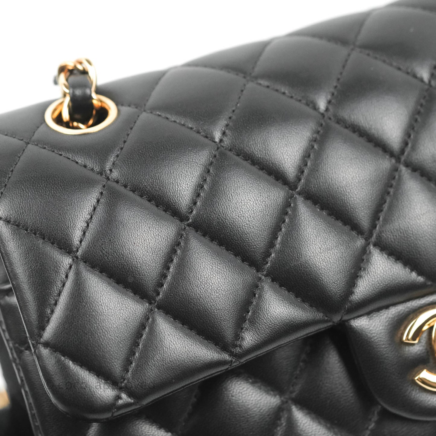 Chanel Small Classic Quilted Flap Black Lambskin Rose Gold Hardware