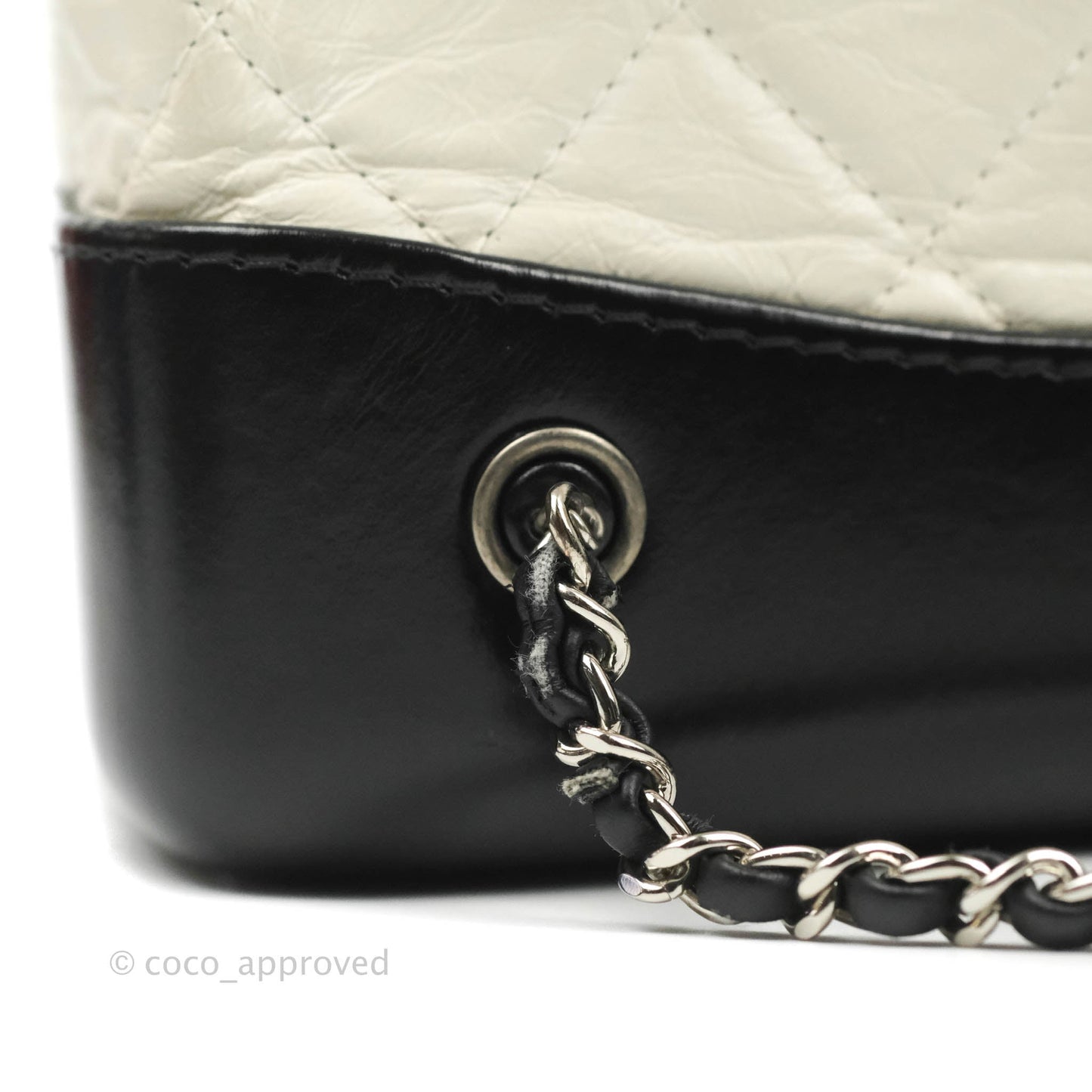 Chanel Small Gabrielle Backpack White Black Aged Calfskin