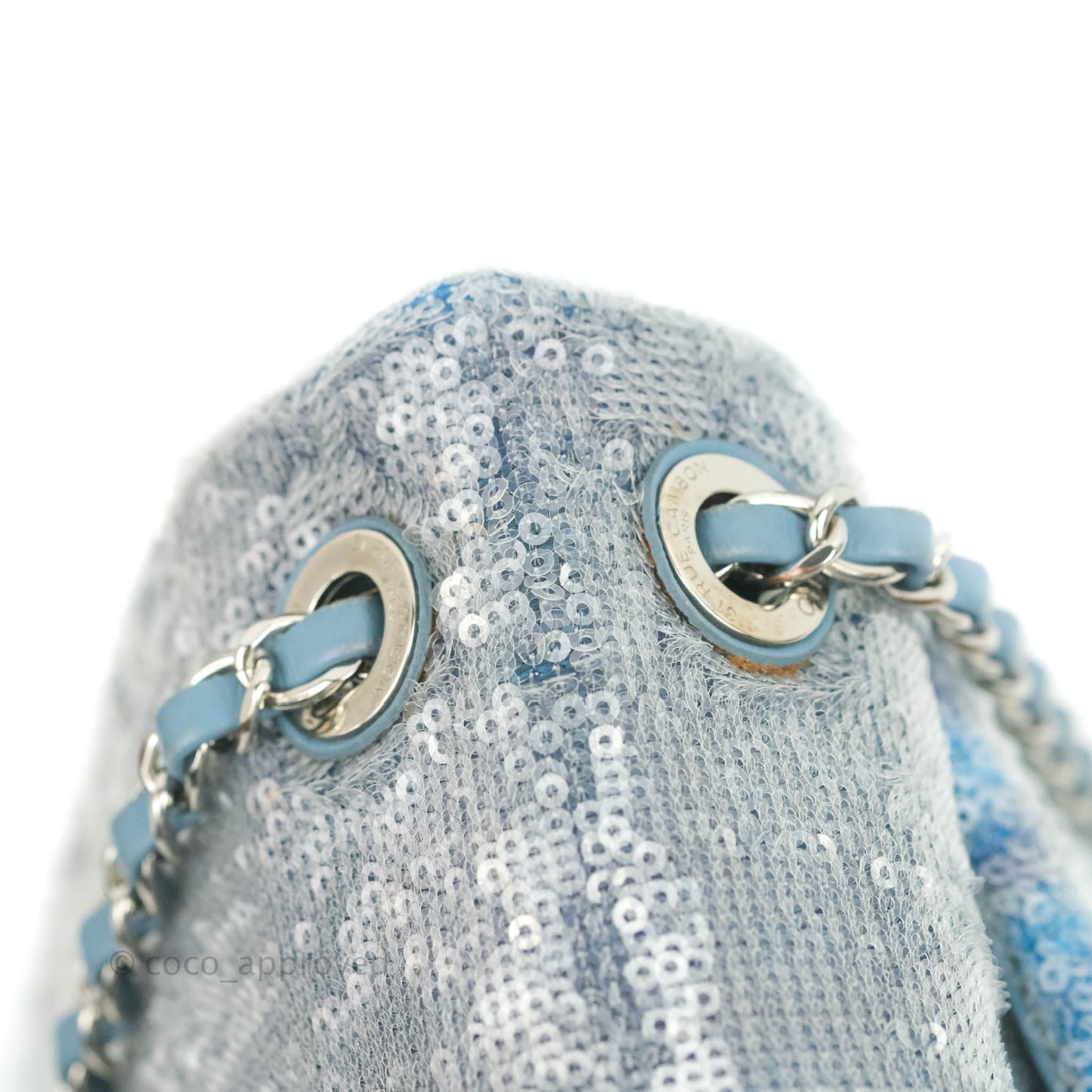 Chanel Large Sequin Waterfall Flap Bag Blue Silver Hardware