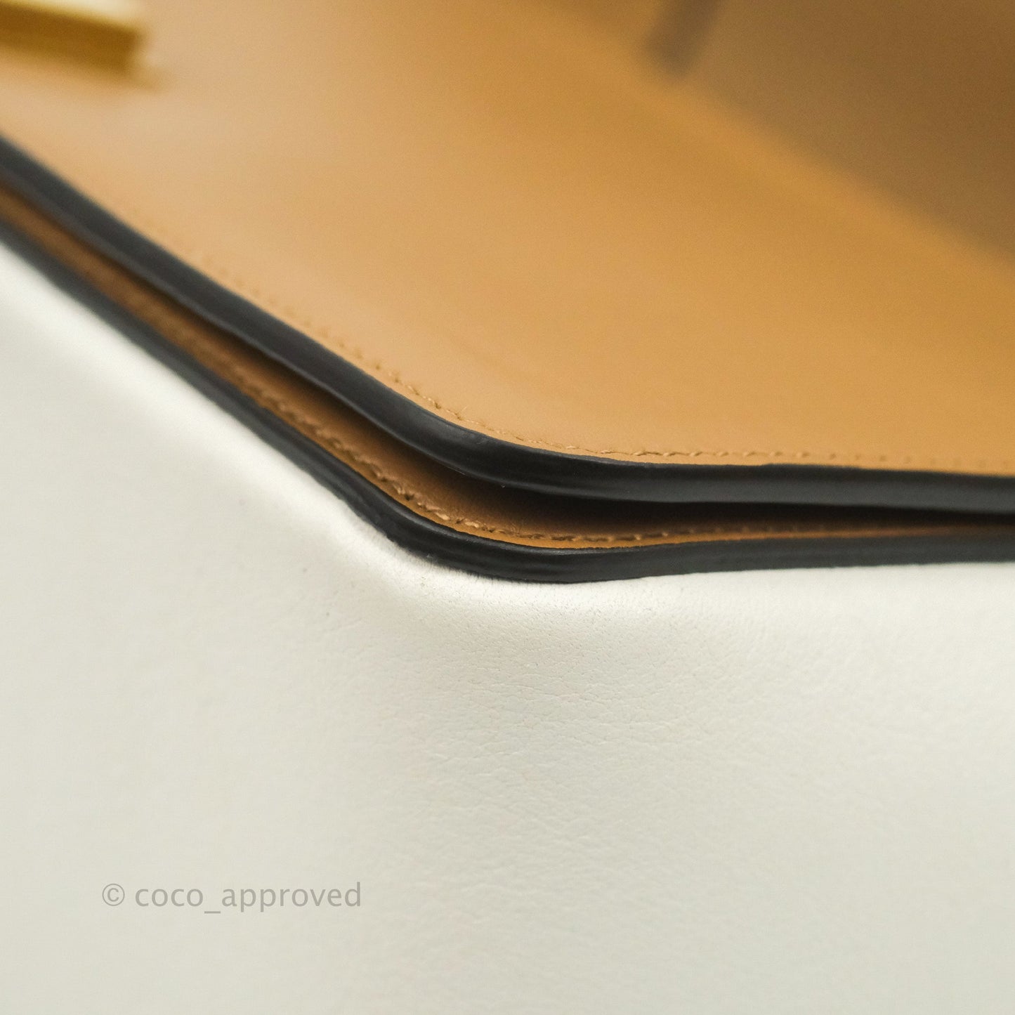 Celine Frame Shoulder Bag White Brown Calfskin Gold Hardware