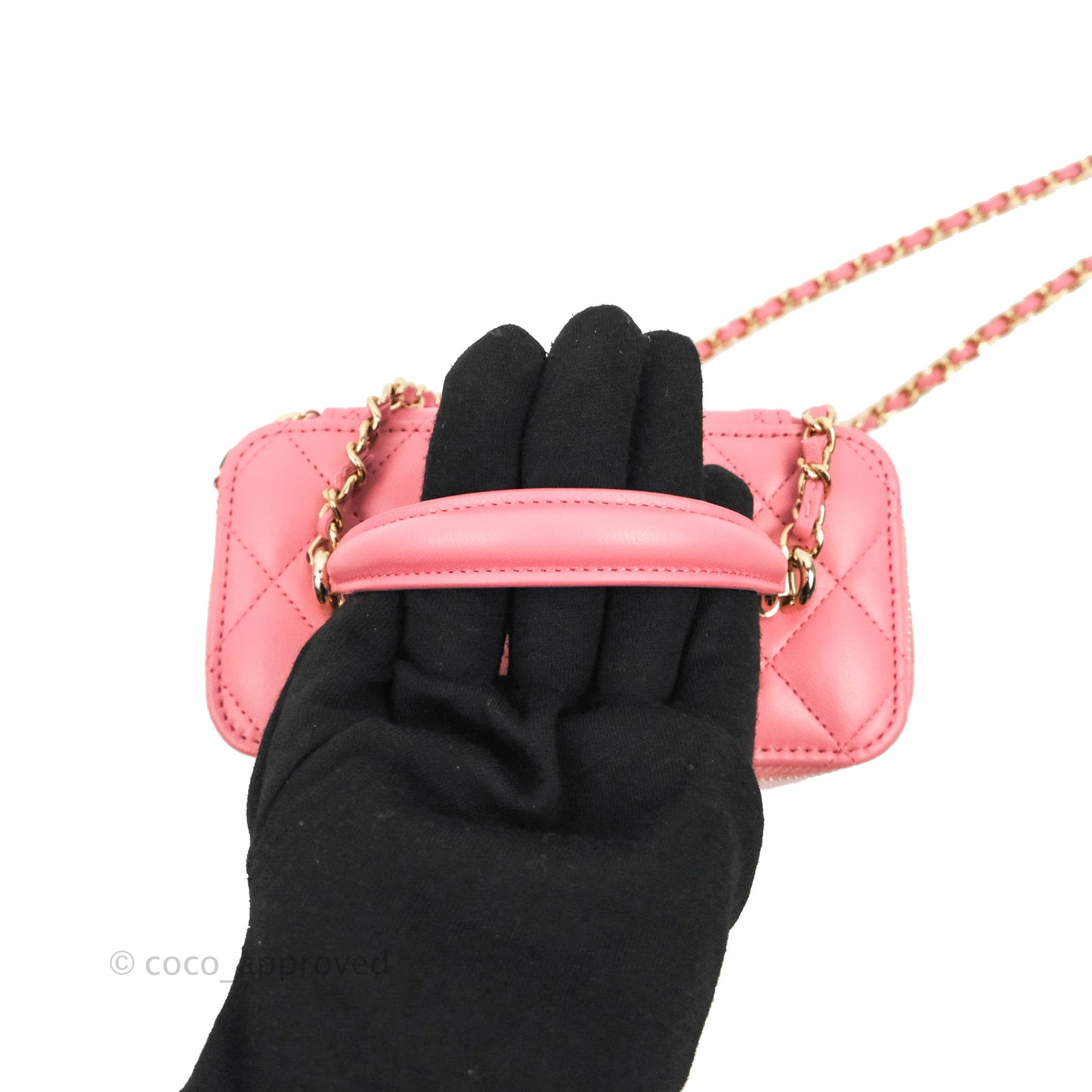 Chanel Vanity Rectangular Top Handle Pink Lambskin Gold Hardware