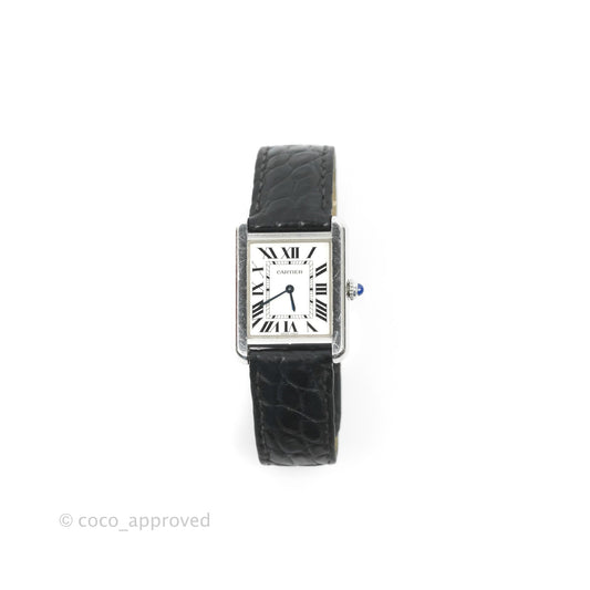 Cartier Small Tank Must Watch Stainless Steel Black