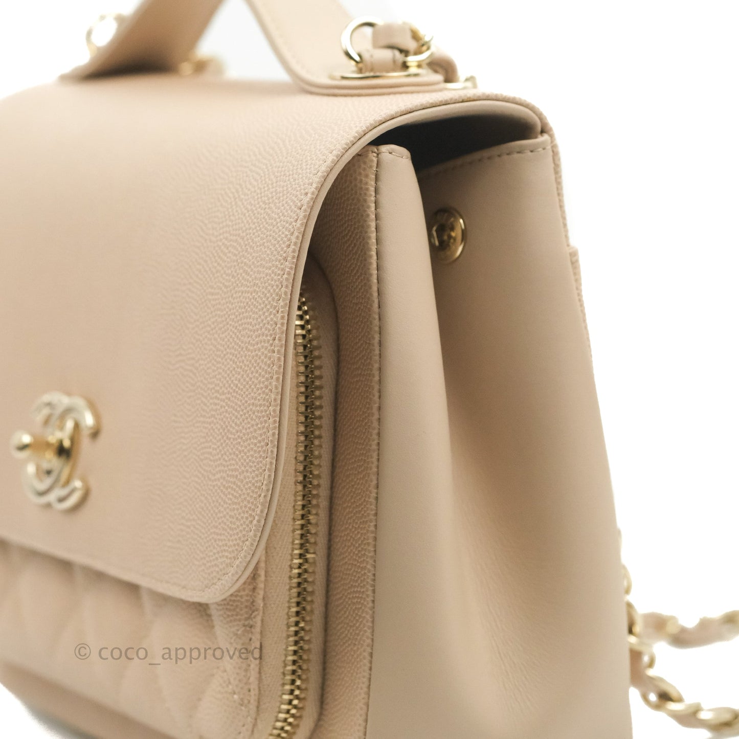 Chanel Quilted Medium Business Affinity Flap Light Beige Caviar Gold Hardware