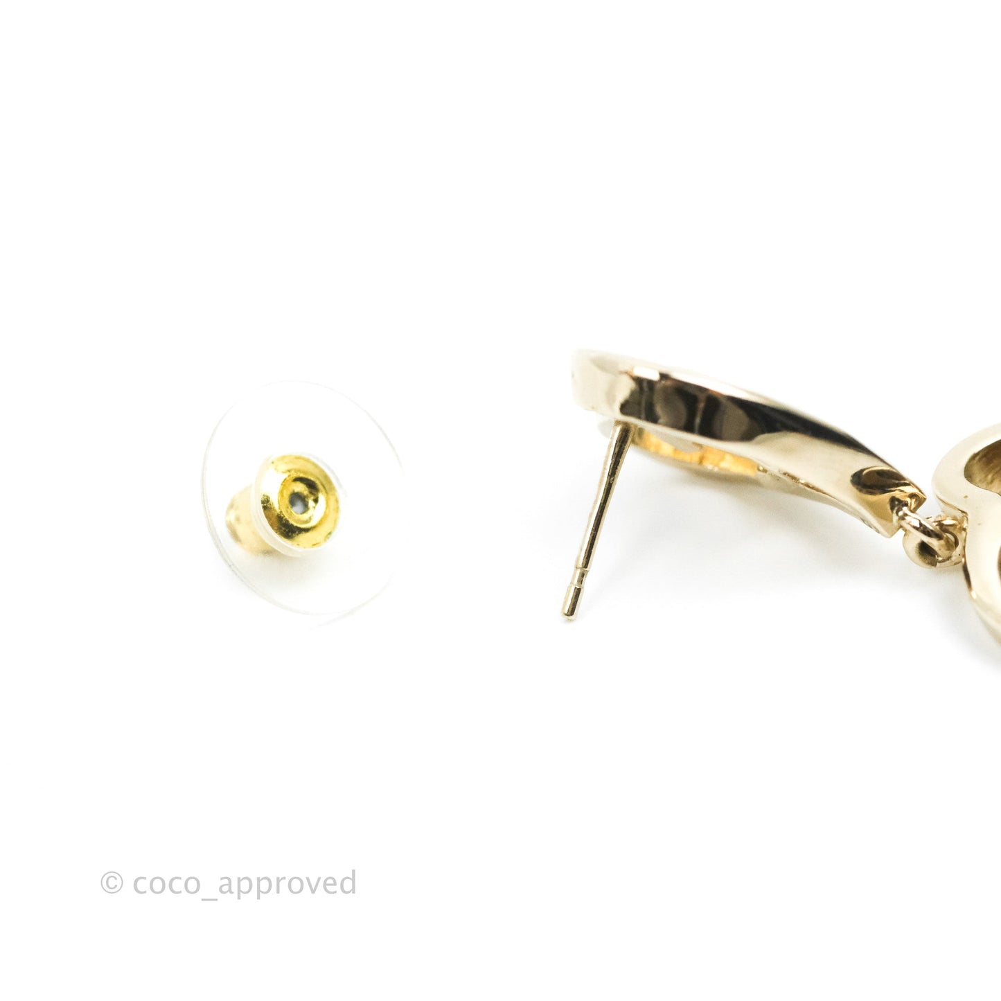 Chanel CC Triple Heart Shape Long Drop Earrings Gold Tone 22P