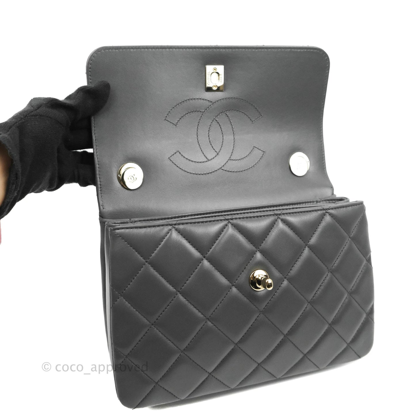 Chanel Small Trendy CC Dark Grey Lambskin Gold Hardware 21K