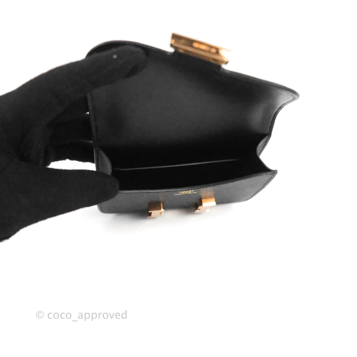 Hermès Constance Slim Wallet Black Epsom Rose Gold Hardware