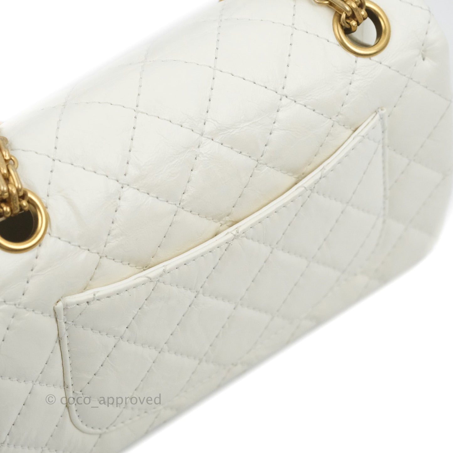 Chanel Mini Reissue 224 White Aged Calfskin Aged Gold Hardware