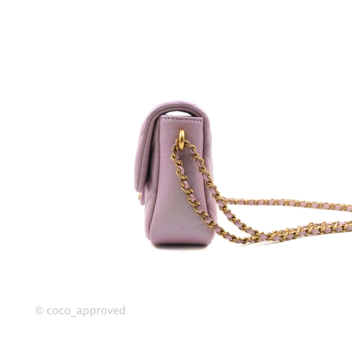 Chanel Quilted My Perfect Mini Iridescent Lilac Caviar Aged Gold Hardware 21K