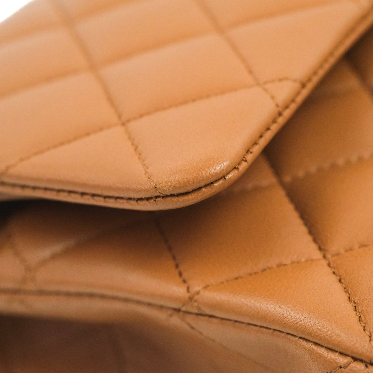 Chanel Classic M/L Medium Flap Quilted Dark Beige Caramel Lambskin Gold Hardware