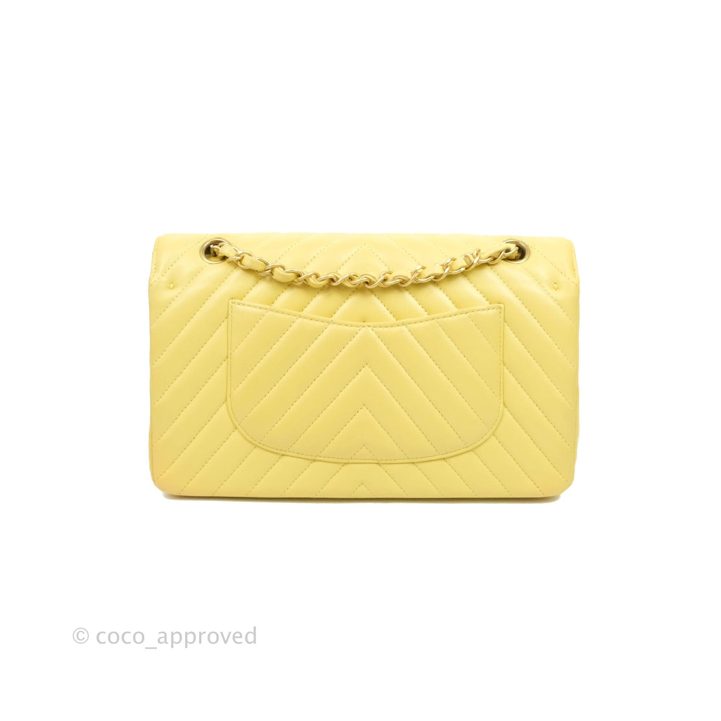 Chanel Classic M/L Medium Flap Chevron Yellow Lambskin Gold Hardware