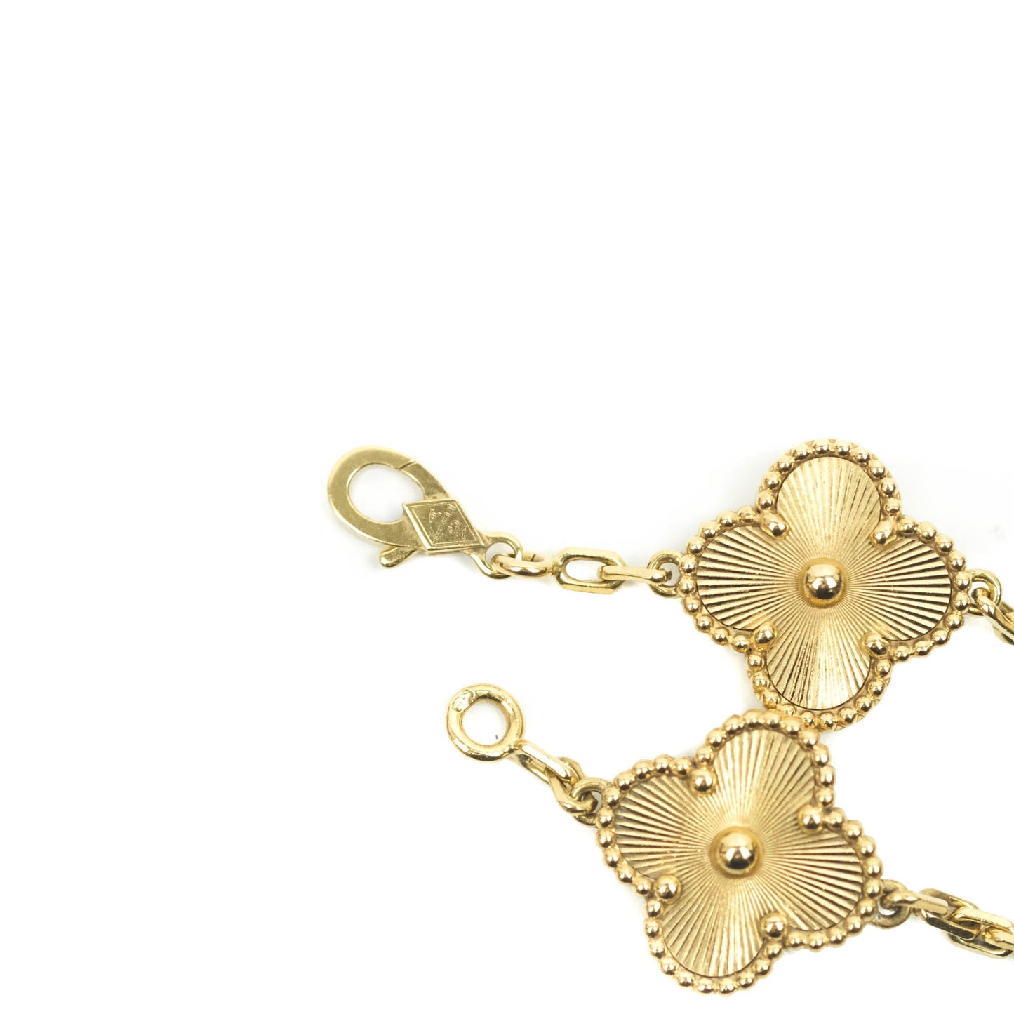 Van Cleef & Arpels Vintage Alhambra 5 Motifs Guilloche Yellow Gold Bracelet