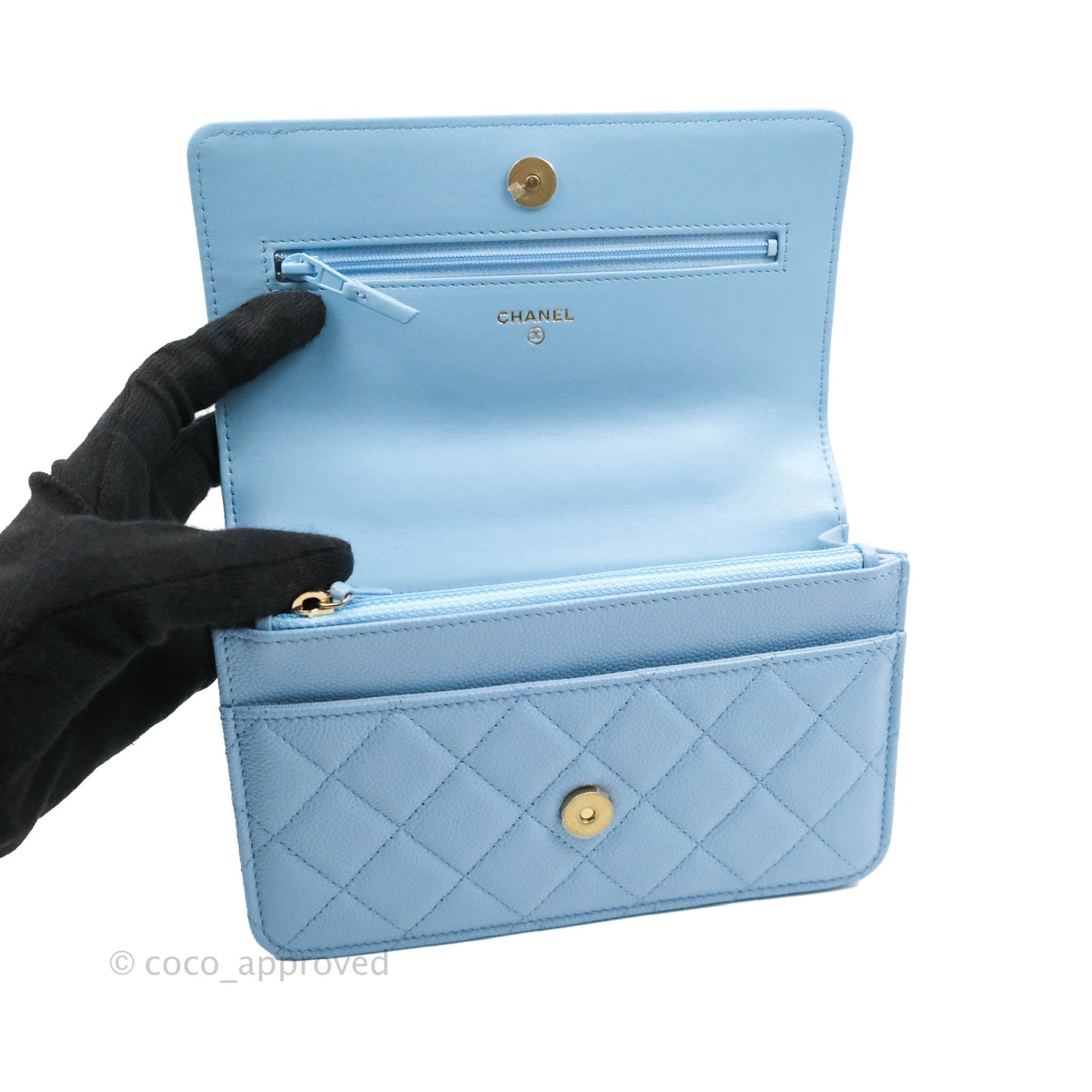 Chanel Top Handle Pick Me Up Wallet On Chain WOC Blue Caviar Gold Hardware 22S