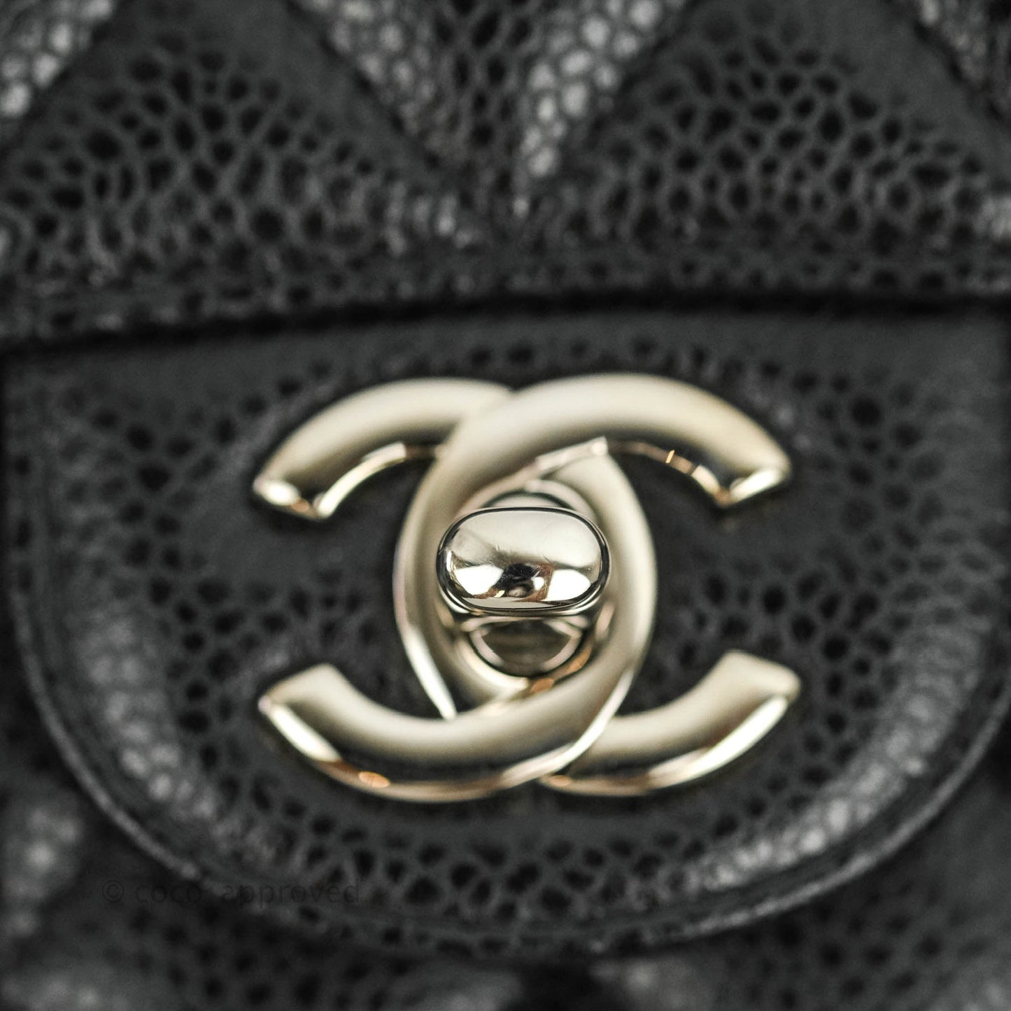 Chanel Classic Double Flap M/L Black Caviar Silver Hardware