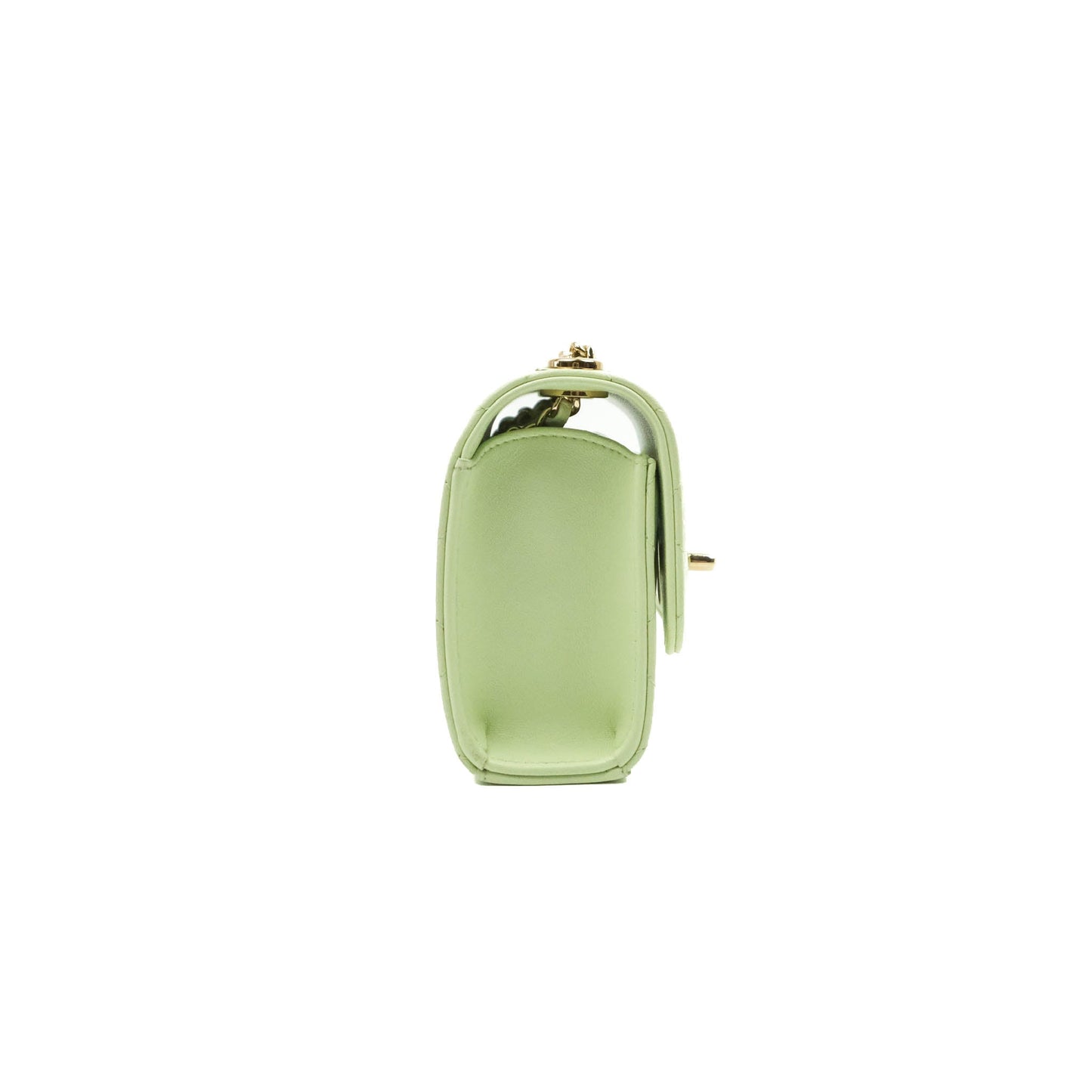 Chanel Mini Quilted Trendy CC Clutch With Chain Light Green Lambskin Gold Hardware
