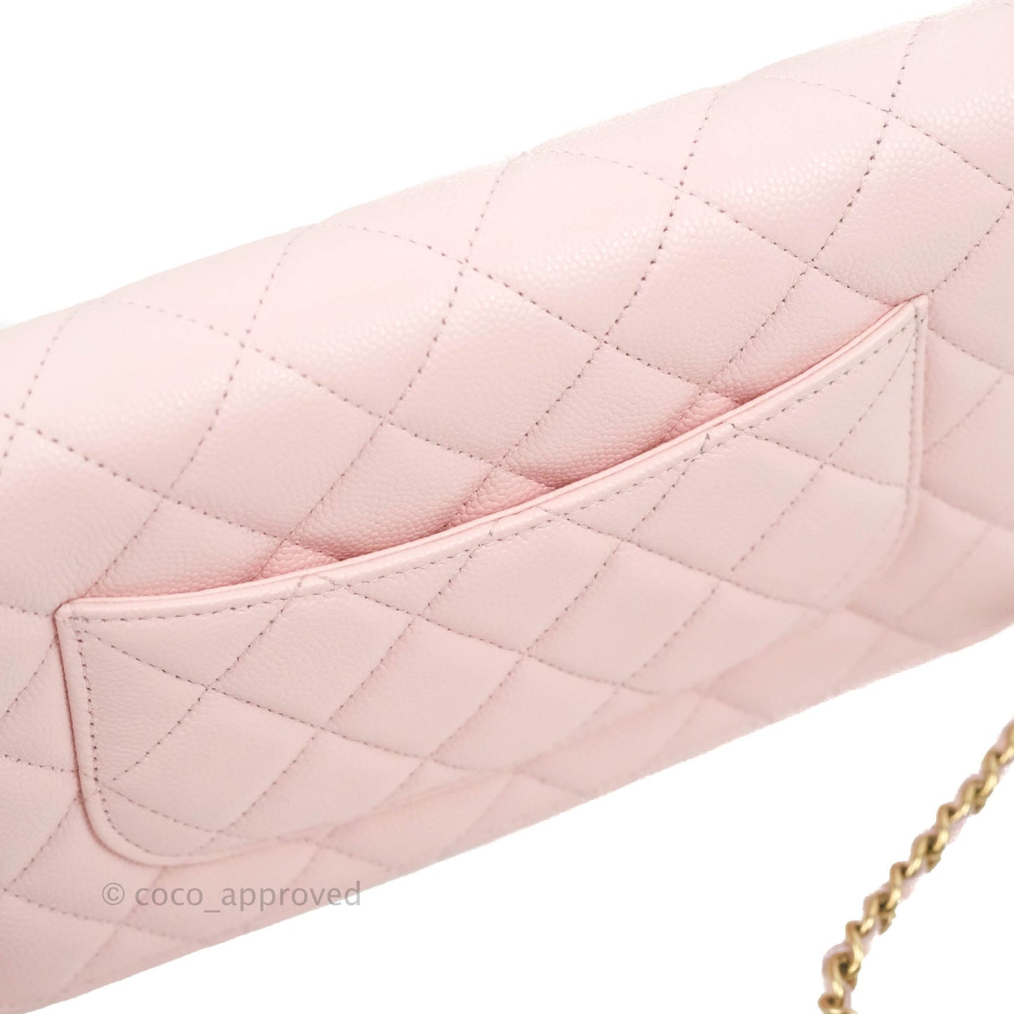 Chanel Quilted Classic Wallet on Chain WOC Light Pink Caviar Gold Hardware 22S