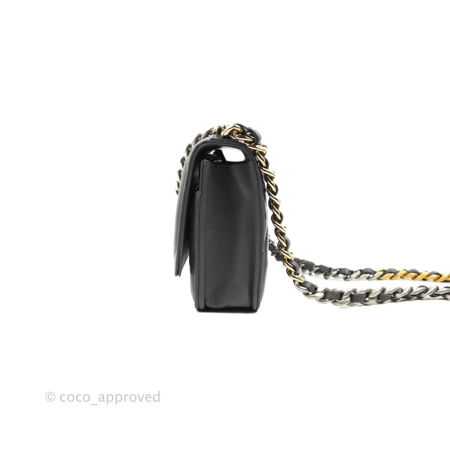 Chanel 19 Wallet on Chain WOC Dark Grey Lambskin Mixed Hardware