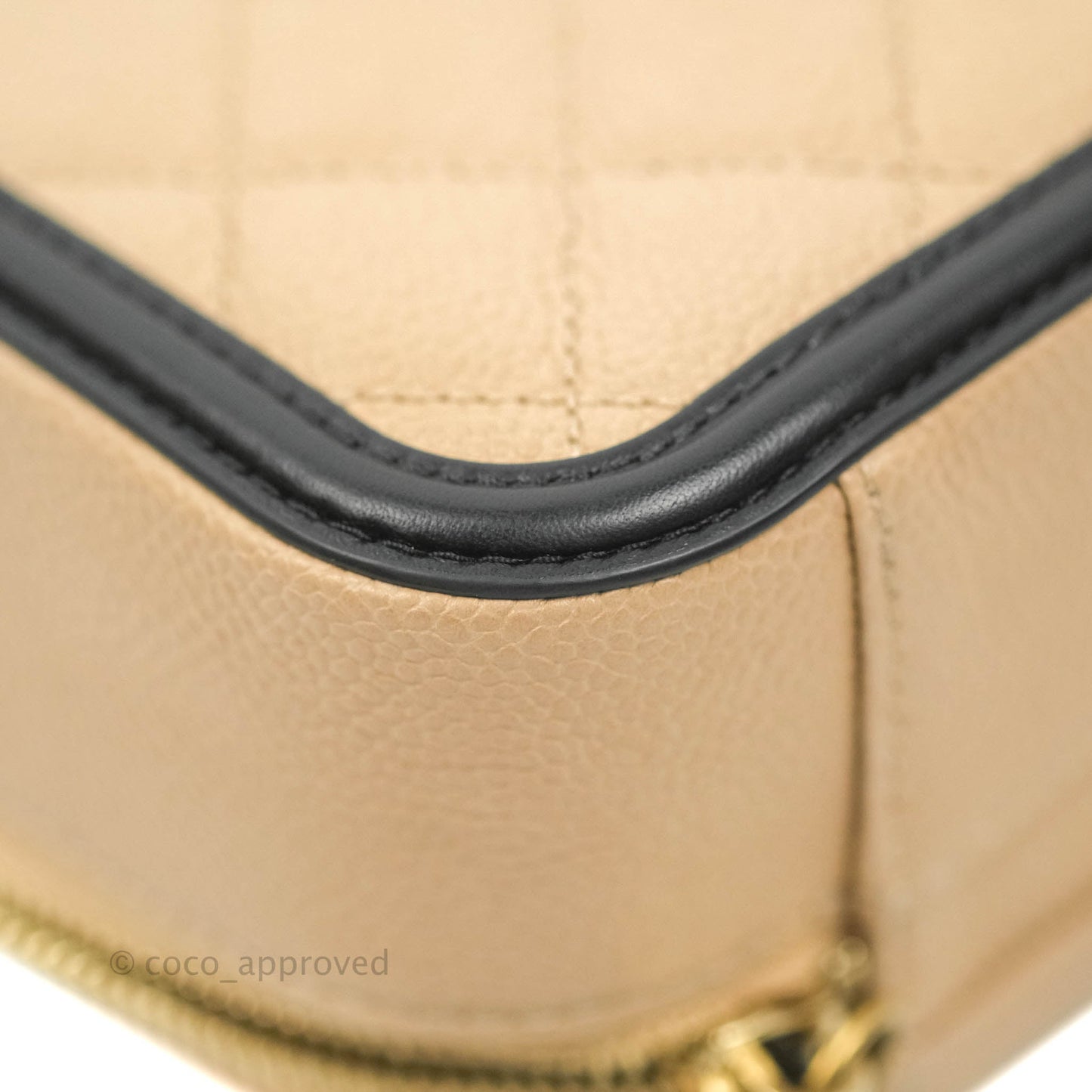 Chanel Quilted Medium CC Filigree Vanity Case Beige Caviar Gold Hardware