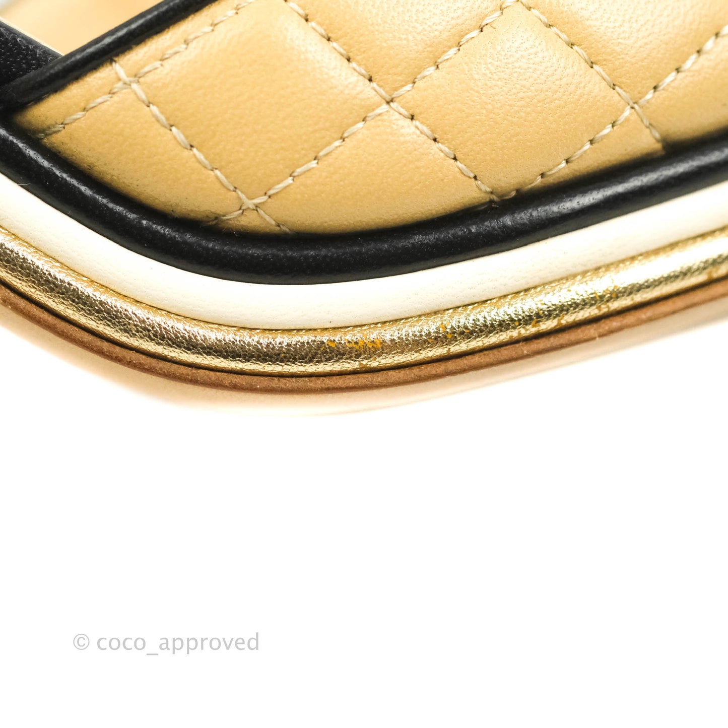 Chanel Beige Black Quilted Leather CC Block Heel Ankle Strap Sandal Size 38
