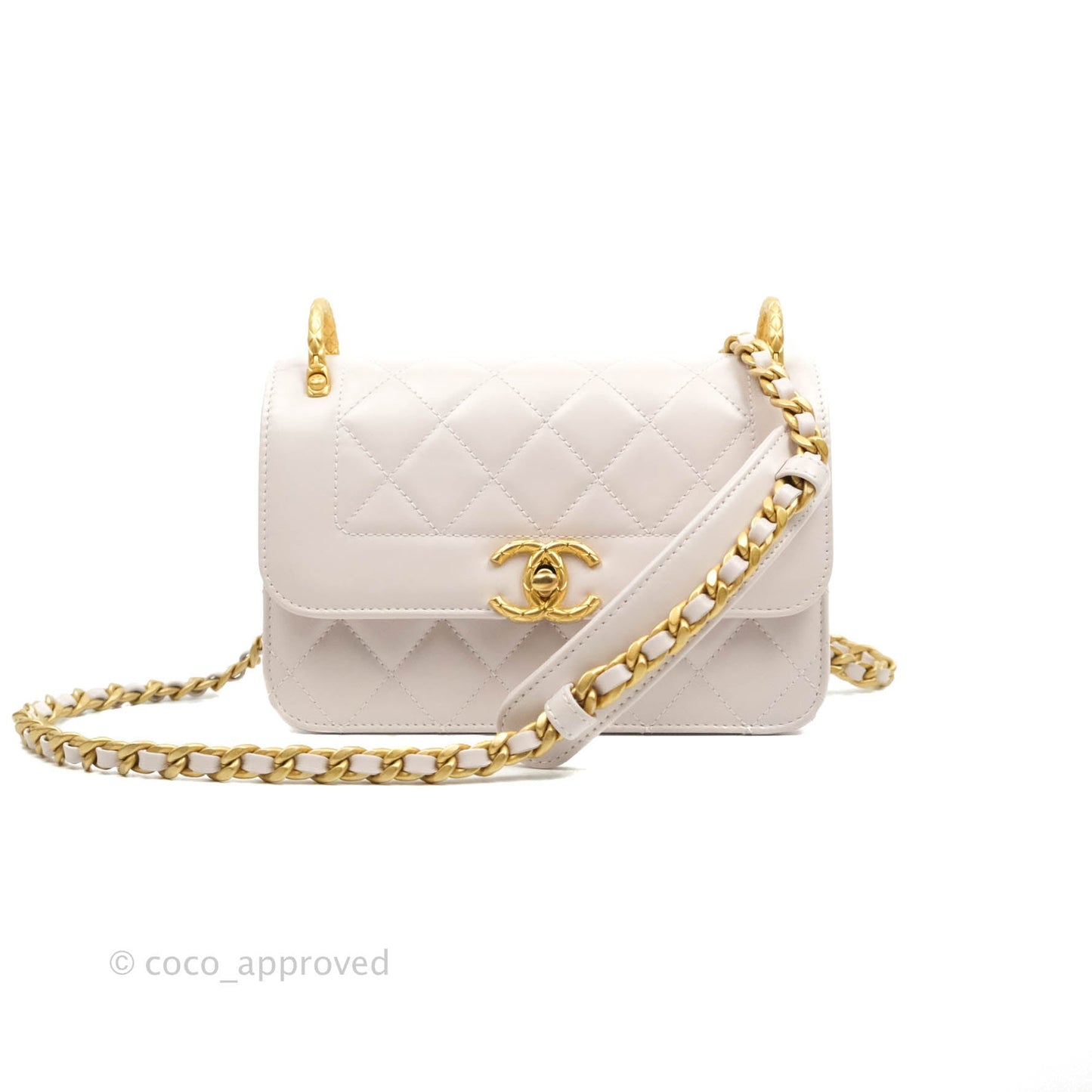 Chanel Mini Flap Light Lilac Glazed Calfskin Aged Gold Hardware