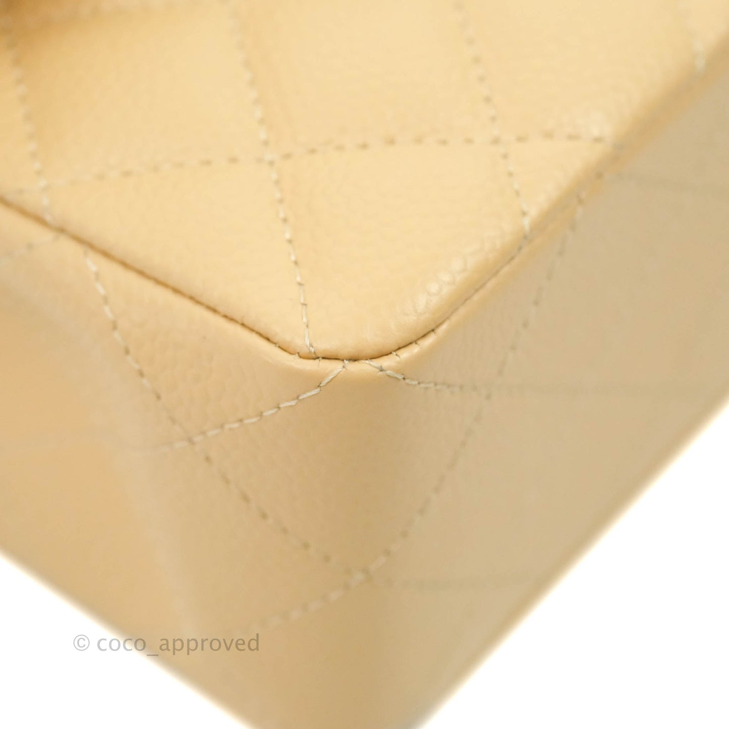 Chanel Small Classic Quilted Flap Beige Caviar Gold Hardware