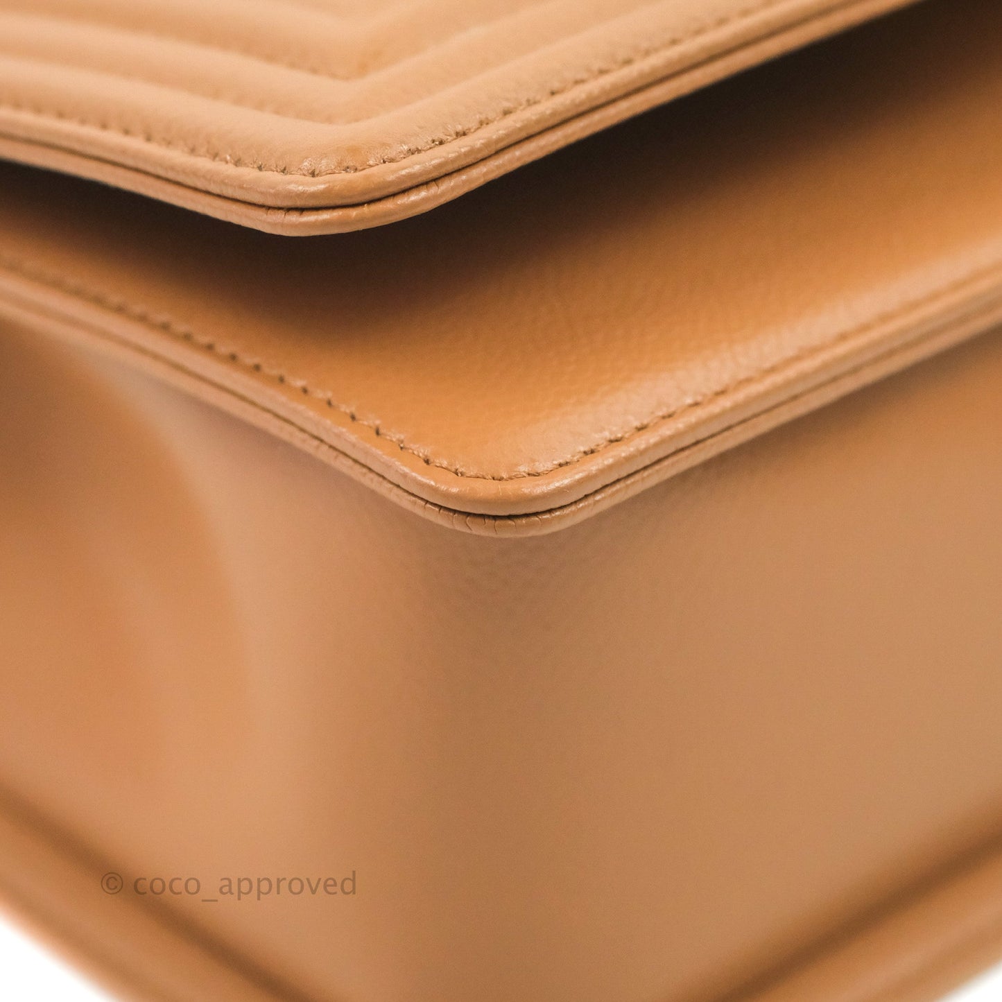 Chanel Quilted Medium Boy Caramel Caviar Gold Hardware