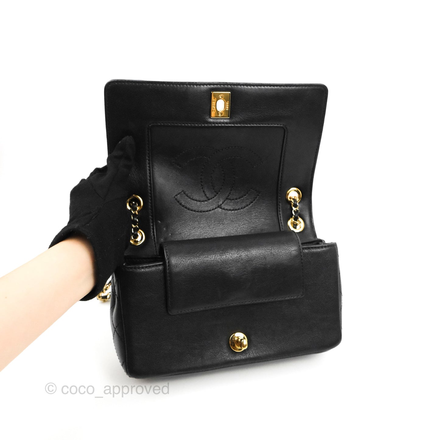 Chanel Small Vintage Mademoiselle Flap Black Sheepskin Gold Hardware