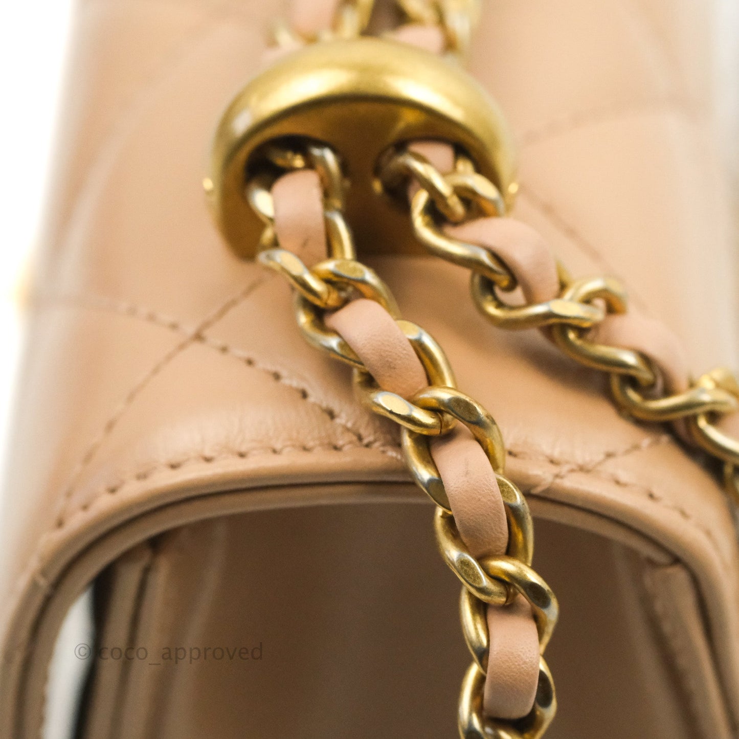 Chanel Quilted Perfect Fit Adjustable Beige Calfskin Gold Hardware 21A