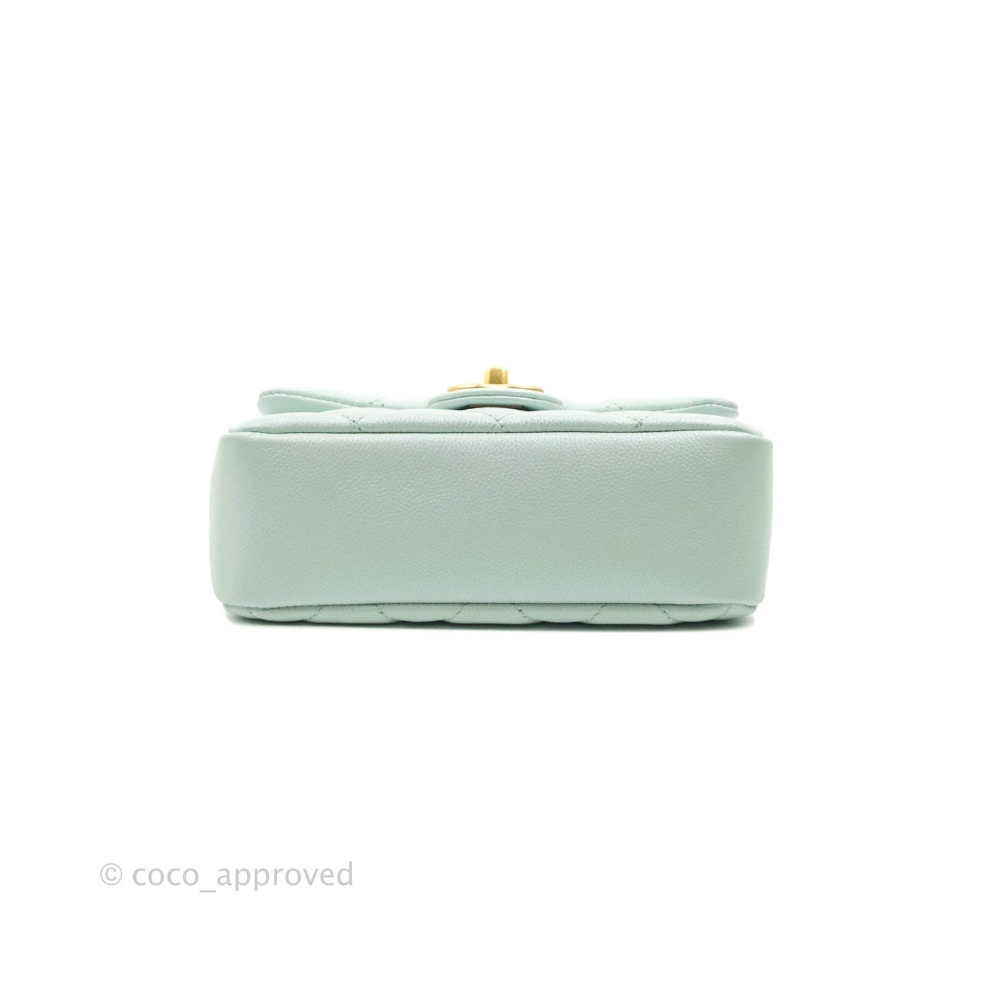 Chanel Quilted My Perfect Mini Iridescent Mint Green Caviar Aged Gold Hardware 21K
