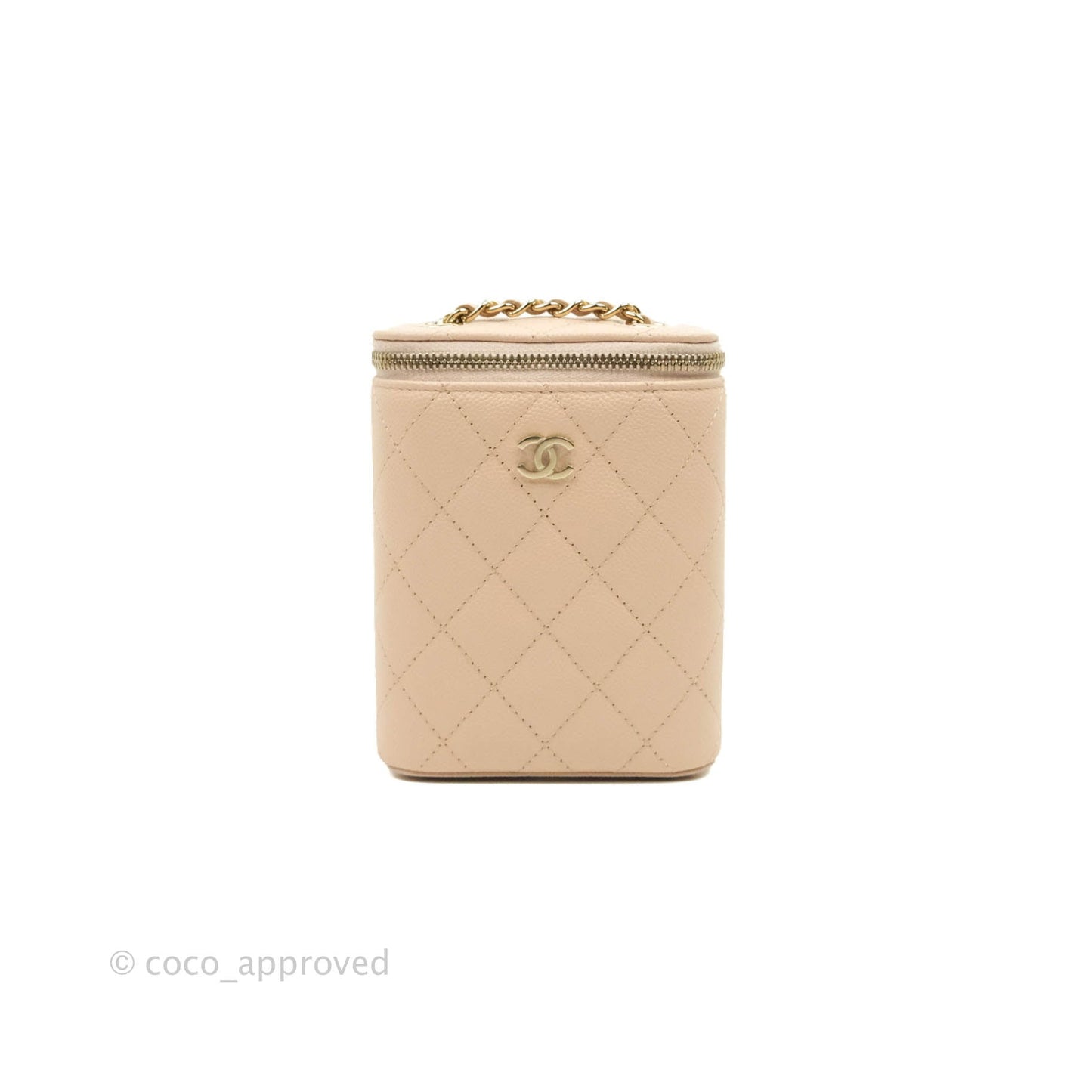 Chanel Classic Mini Vanity With Chain Beige Caviar Gold Hardware