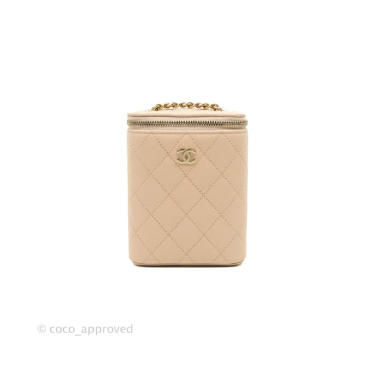Chanel Classic Mini Vanity With Chain Beige Caviar Gold Hardware