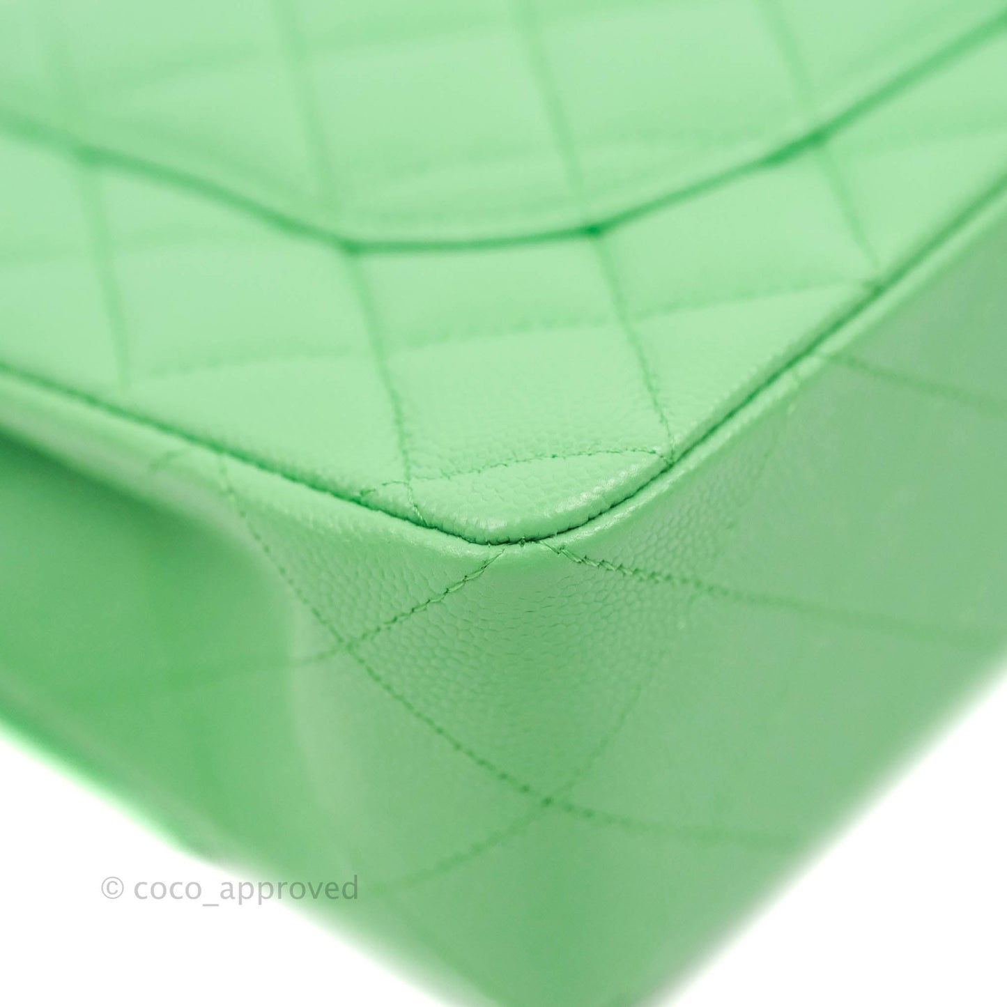 Chanel Small Classic Quilted Flap Green Caviar Gold Hardware