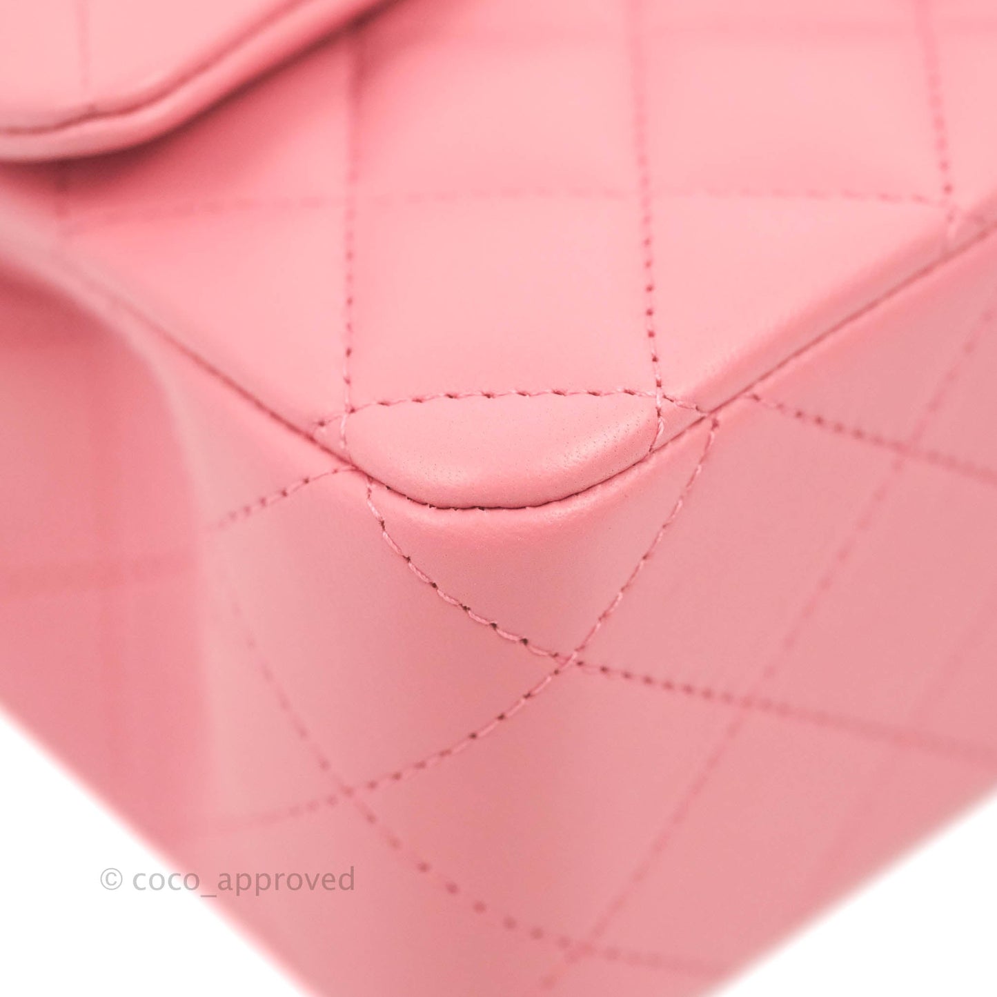 Chanel Top Handle Mini Rectangular Flap Bag Rosy Pink Lambskin Gold Hardware
