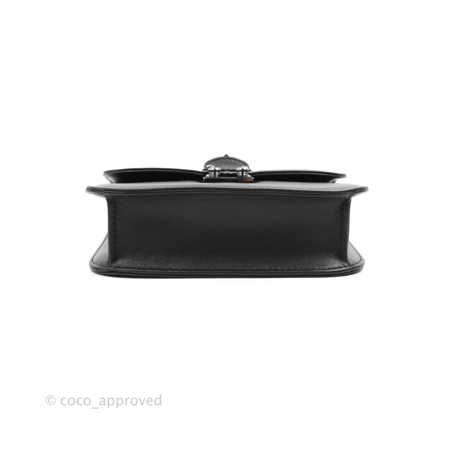Valentino Vitello Small Glam Lock Rockstud Flap So Black
