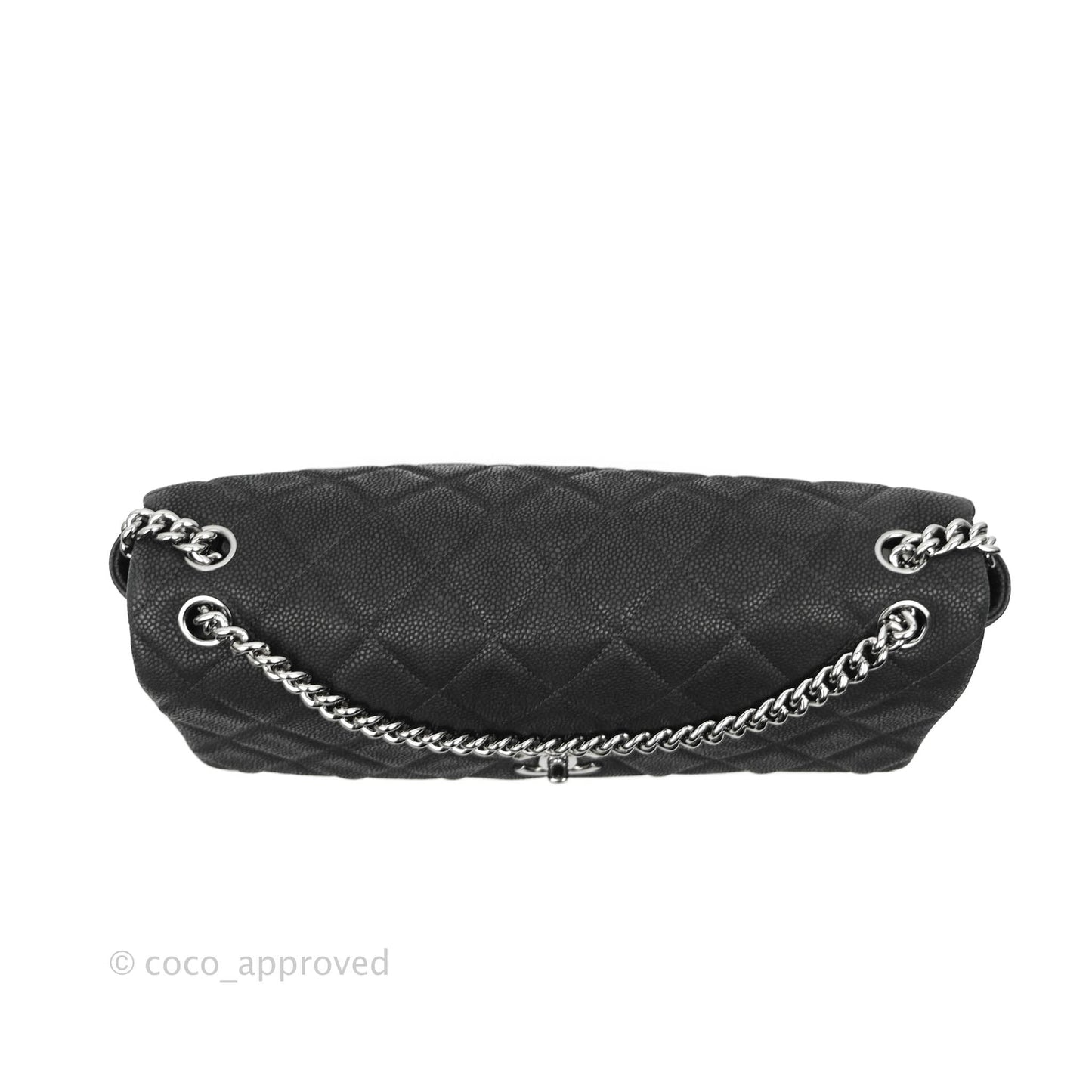Chanel Lady Pearly Flap Bag Black Caviar Silver Hardware