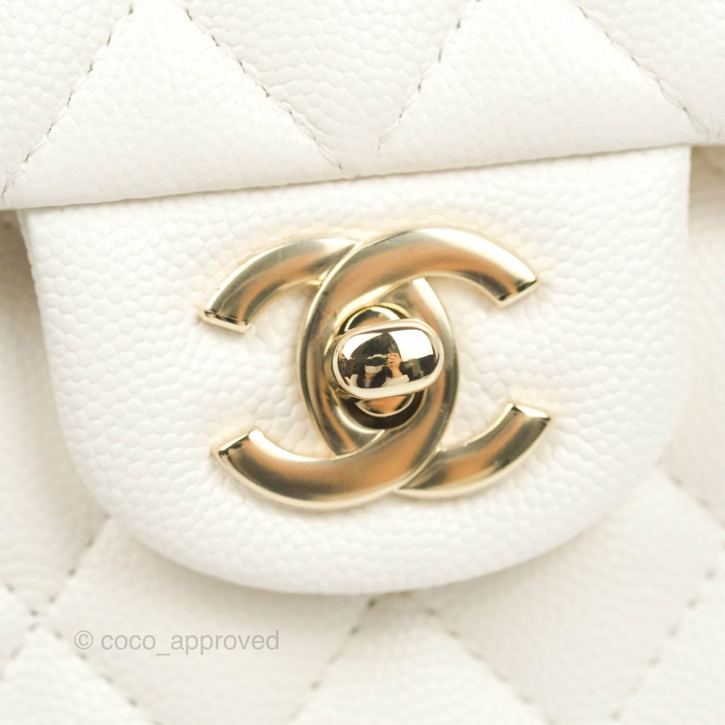 Chanel Classic Small S/M Flap White Caviar Gold Hardware 21S