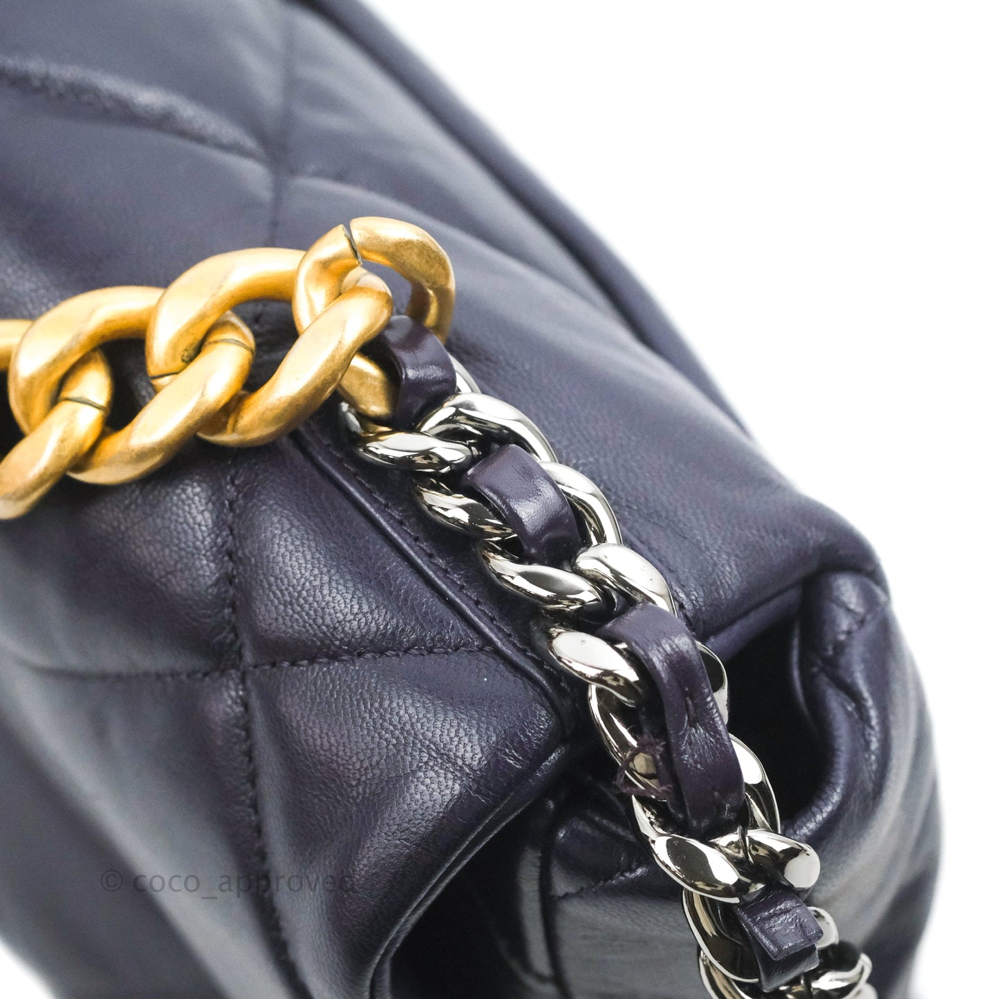 Chanel 19 Medium Dark Purple Mixed Hardware