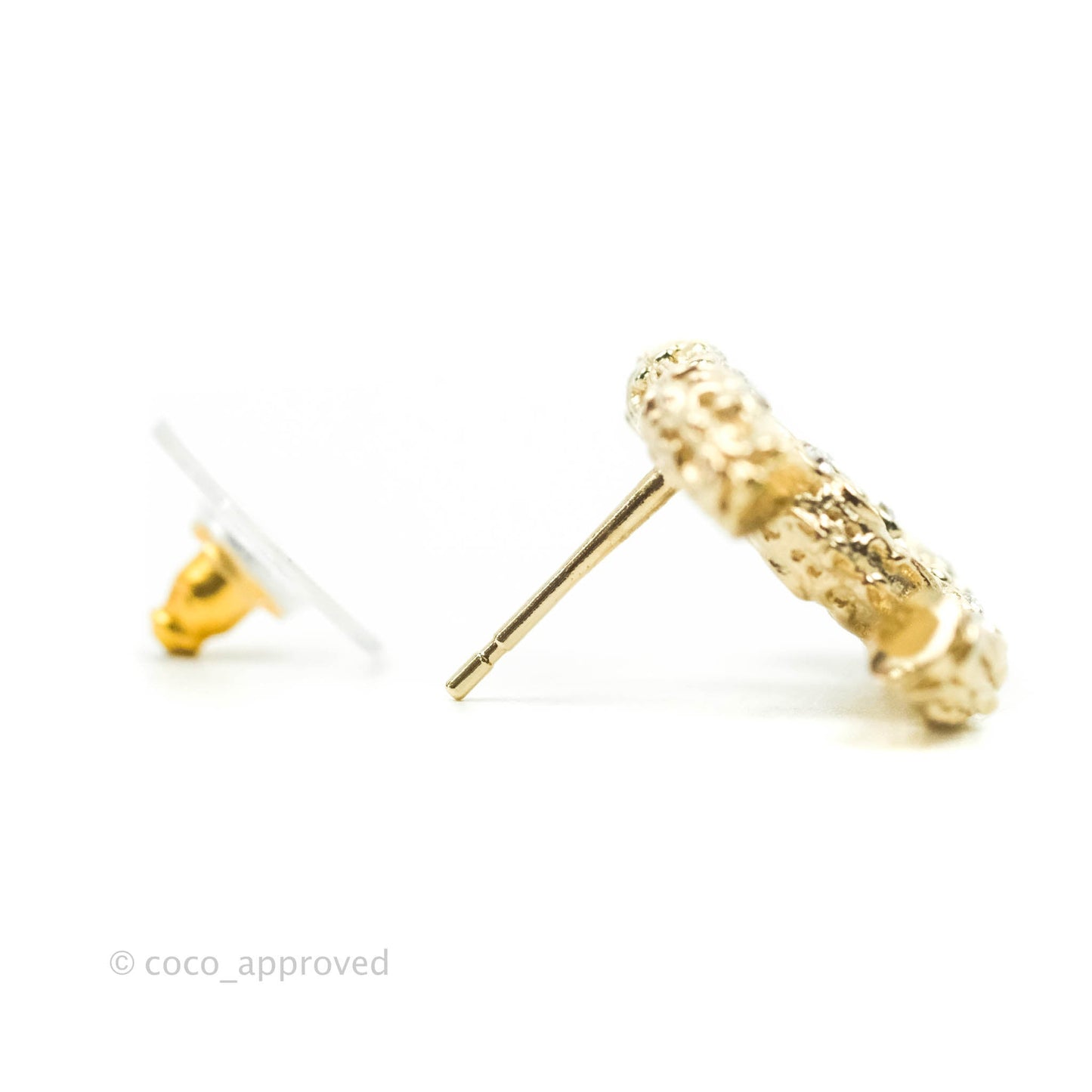 Chanel CC Crystal Earrings Gold Tone 19C