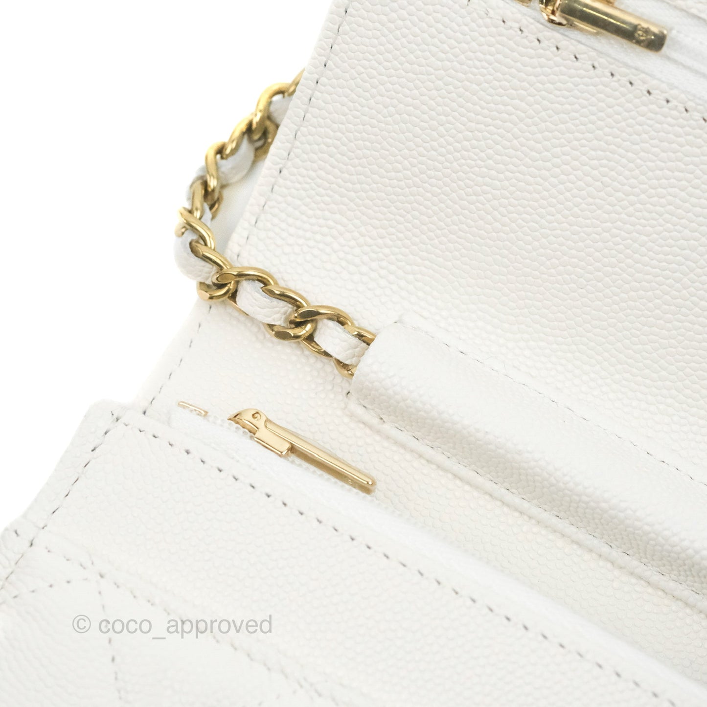 Chanel Quilted Classic Wallet on Chain WOC White Caviar Gold Hardware