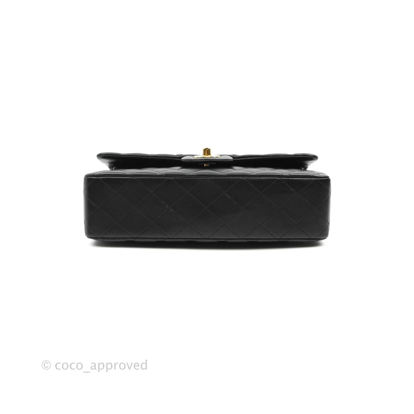 Chanel Classic M/L Medium Double Flap Black Lambskin Gold Hardware