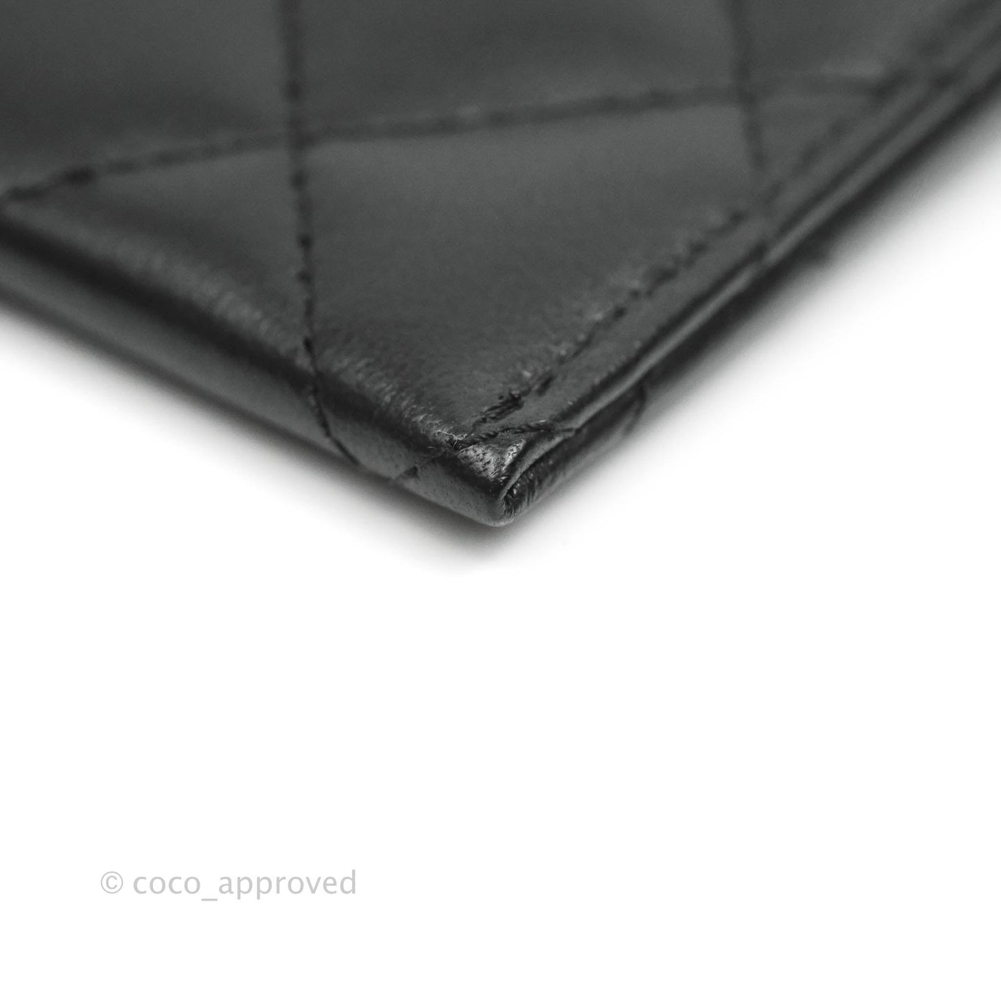 Chanel Glitter CC Card Holder Black Lambskin Silver Hardware