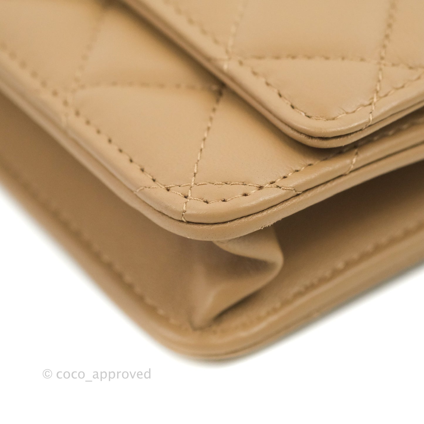 Chanel Quilted Pearl Crush Wallet on Chain WOC Beige Lambskin Aged Gold Hardware