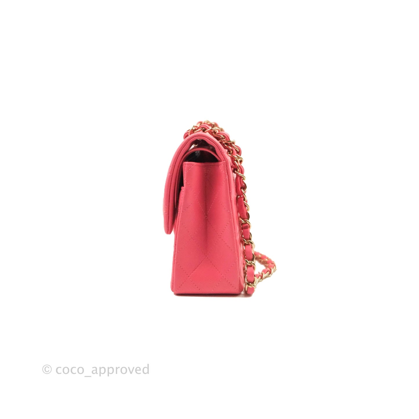Chanel Small Classic Quilted Flap Rosy Pink Lambskin Gold Hardware