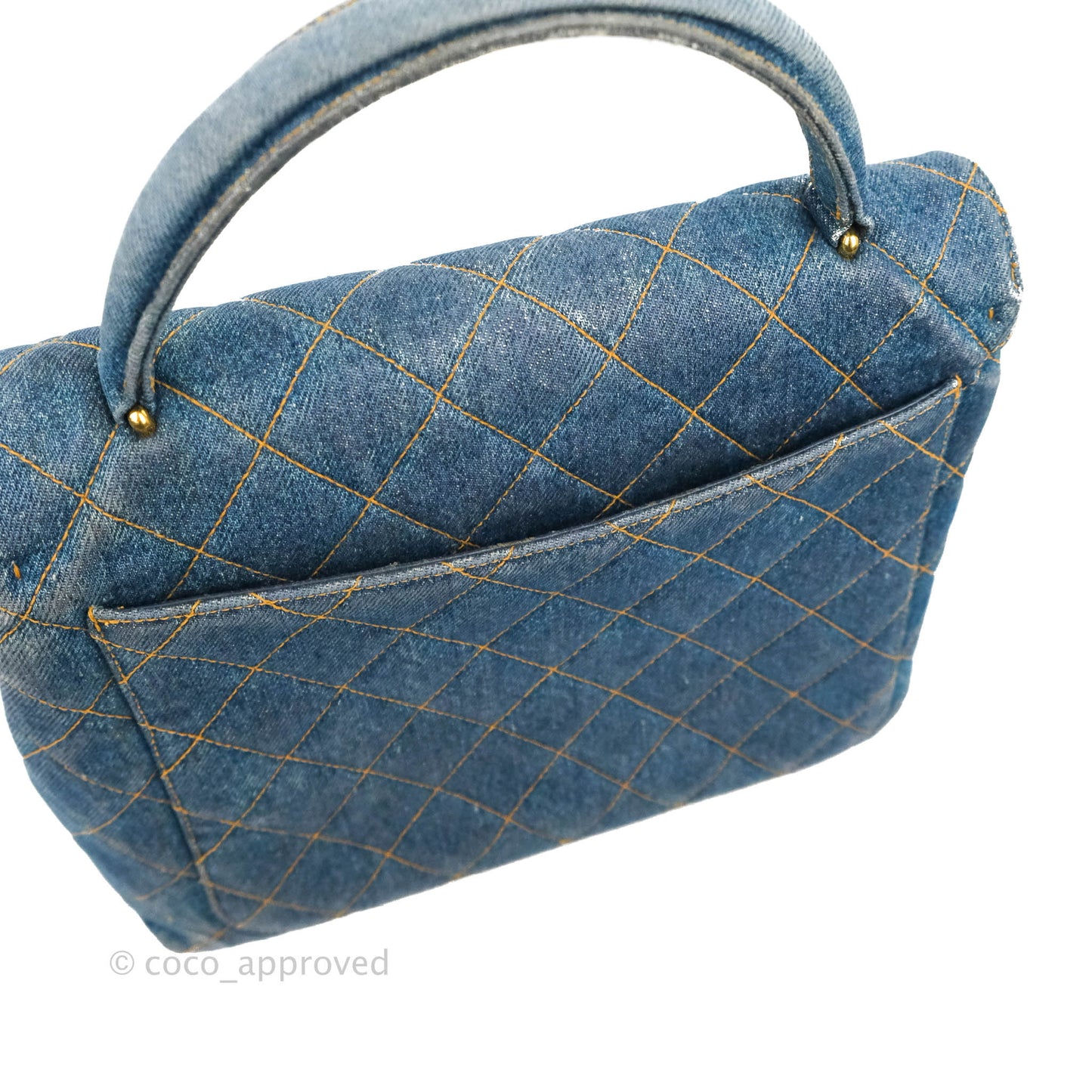 Chanel Vintage Quilted Kelly Bag Denim 24K Gold Hardware