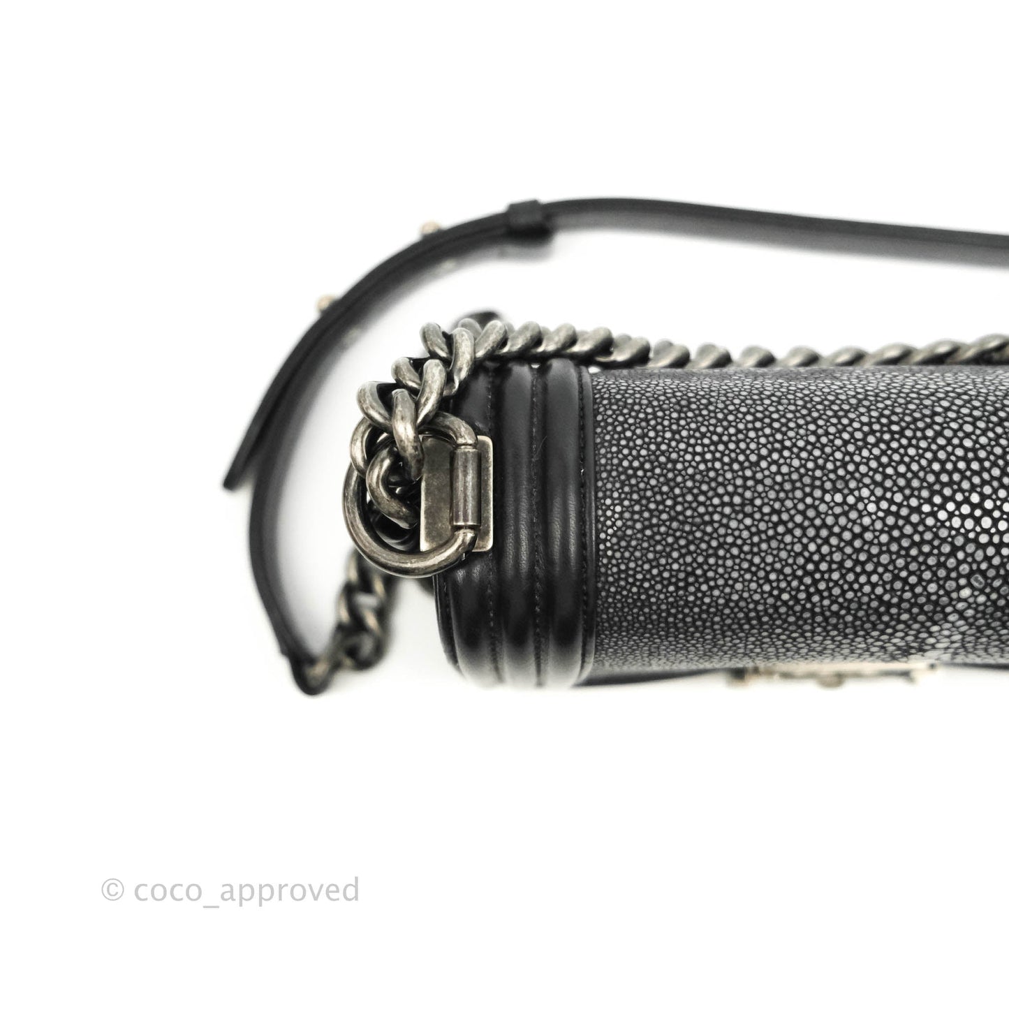Chanel Small Boy Black Stingray Ruthenium Hardware