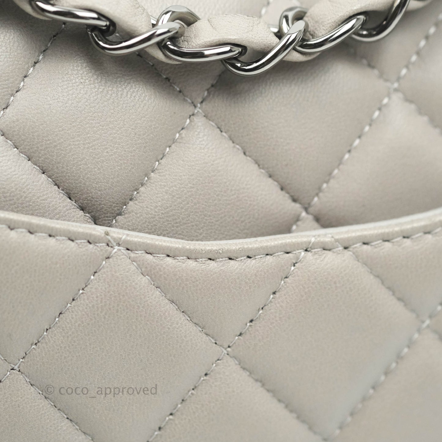 Chanel Quilted Mini Rectangular Flap Grey Lambskin Dark Silver Hardware