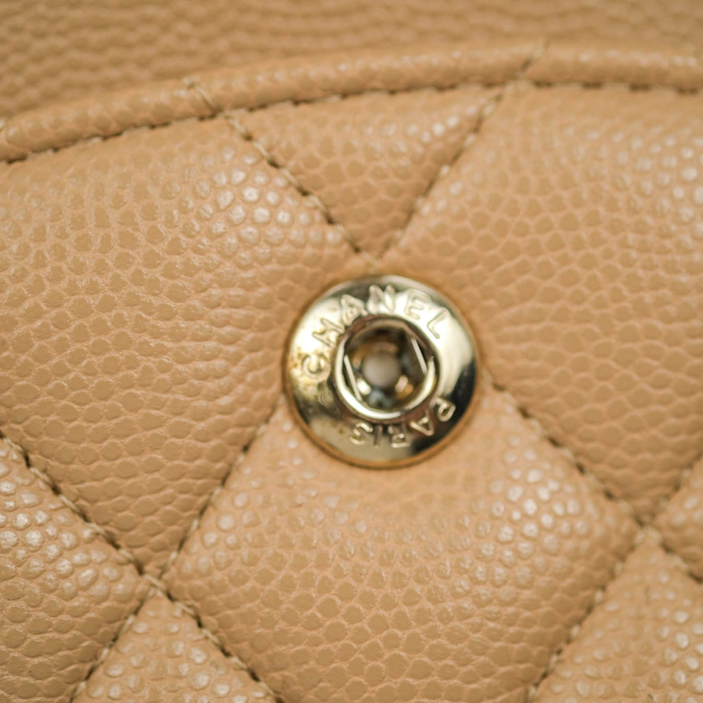 Chanel Classic M/L Medium Double Flap Dark Beige Caviar Gold Hardware 19B