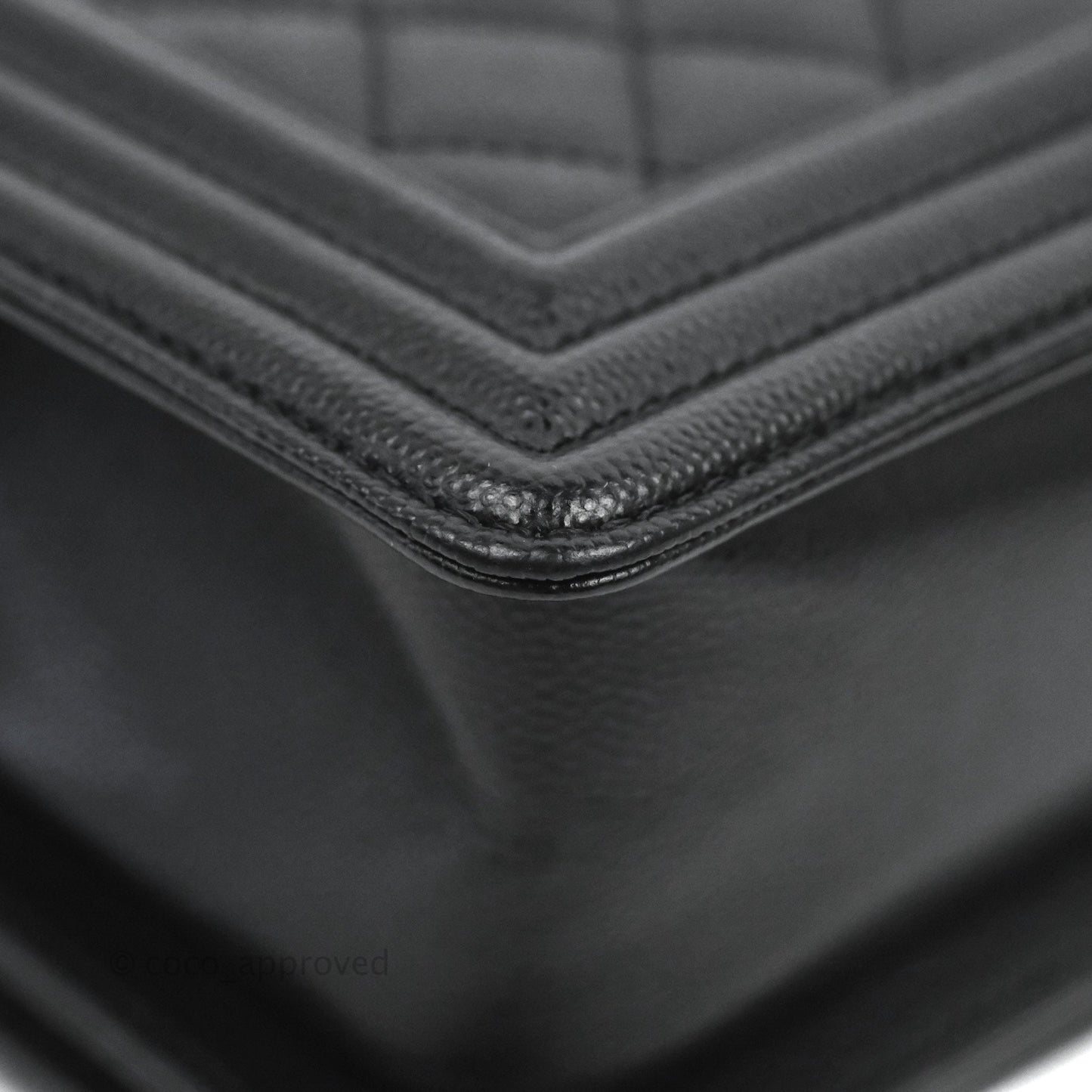 Chanel Small Quilted Boy Bag Black Caviar Ruthenium Hardware