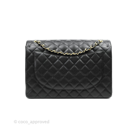 Chanel Classic Double Flap Maxi Black Caviar Gold Hardware