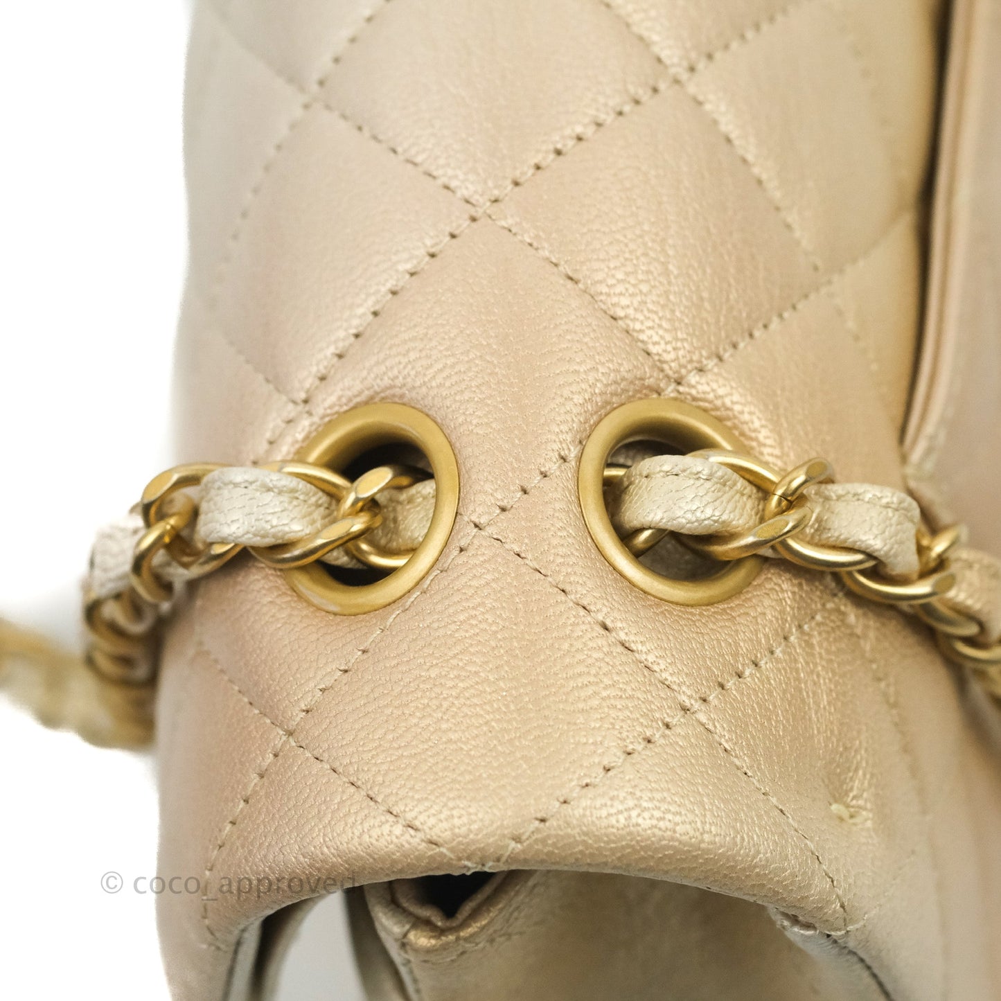 Chanel Classic Quilted M/L Medium Flap Ombre Metallic Goatskin Aged Gold Hardware